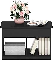 Vista 3 de Furinno Jensen - Mesa auxiliar elevable para sala de estar con compartimento oculto, estilo americano