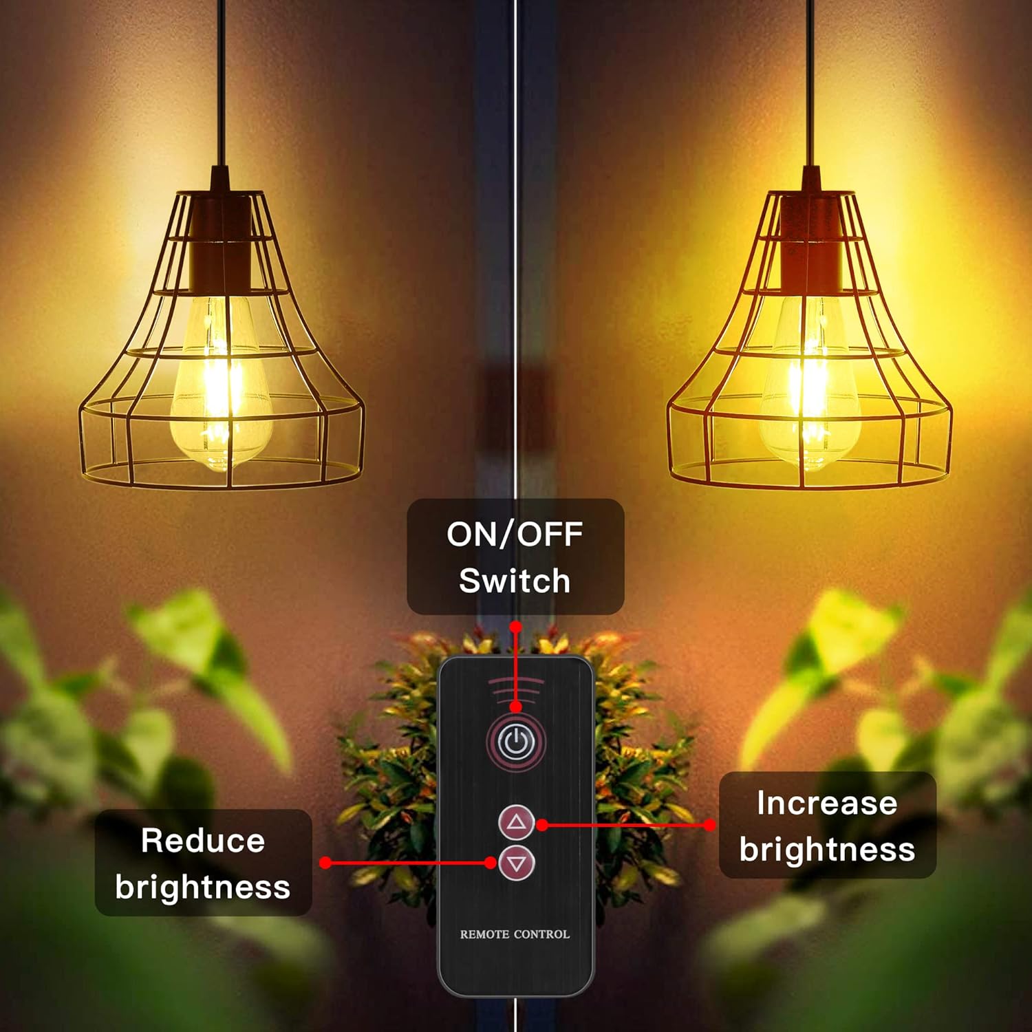 Solar Pendant Lights Outdoor Indoor with Remote, Chicken Coop Lights Solar Powered Shed Light with ON Off Switch,Solar Indoor Lights for House Garage Greenhouse Patio Barn Storage
