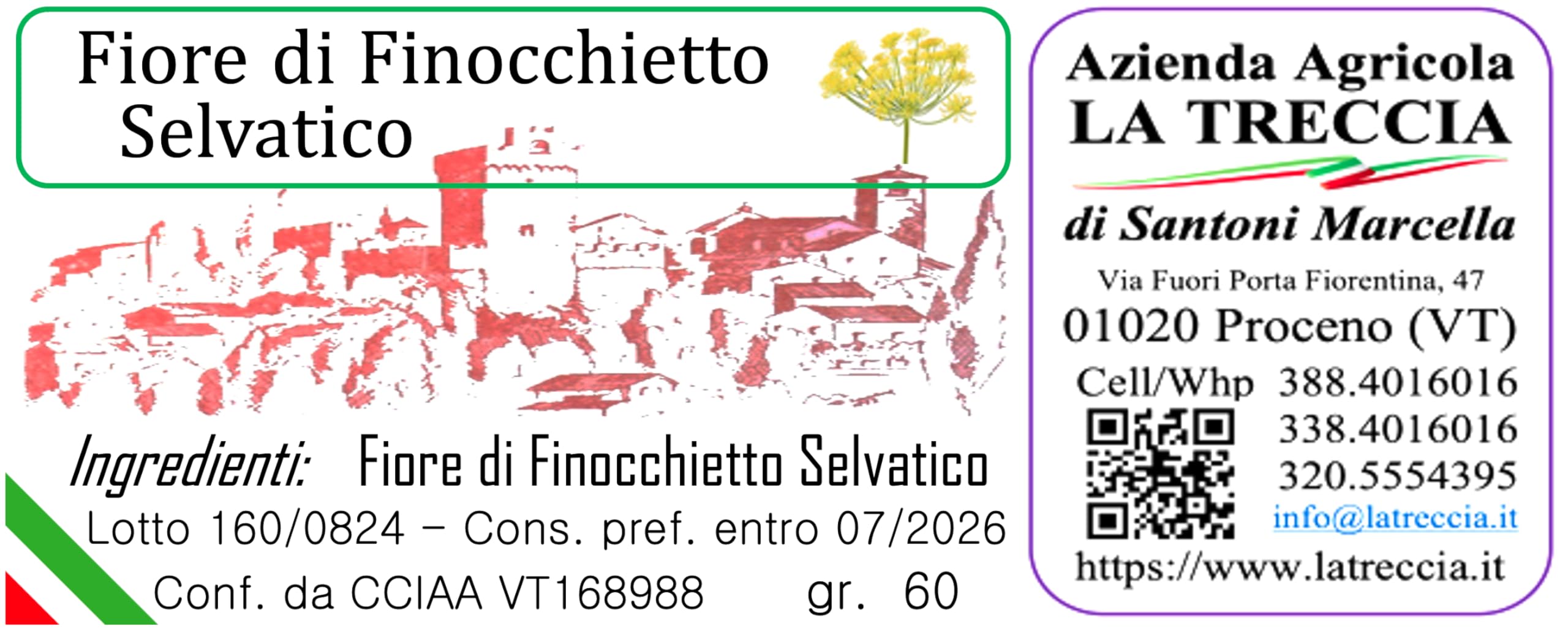 Fiore di Finocchietto Selvatico - 2 conf. da 60gr - Lazio - Italia