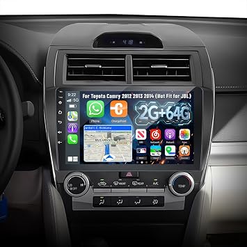 2G+64G Radio for Toyota Camry Screen 2012 2013 2014 Not Fit for JBL, 10.1 inch Android Touch Screen Camry Car Stereo, Carplay/Android Auto/Bluetooth/EQ Audio/SWC