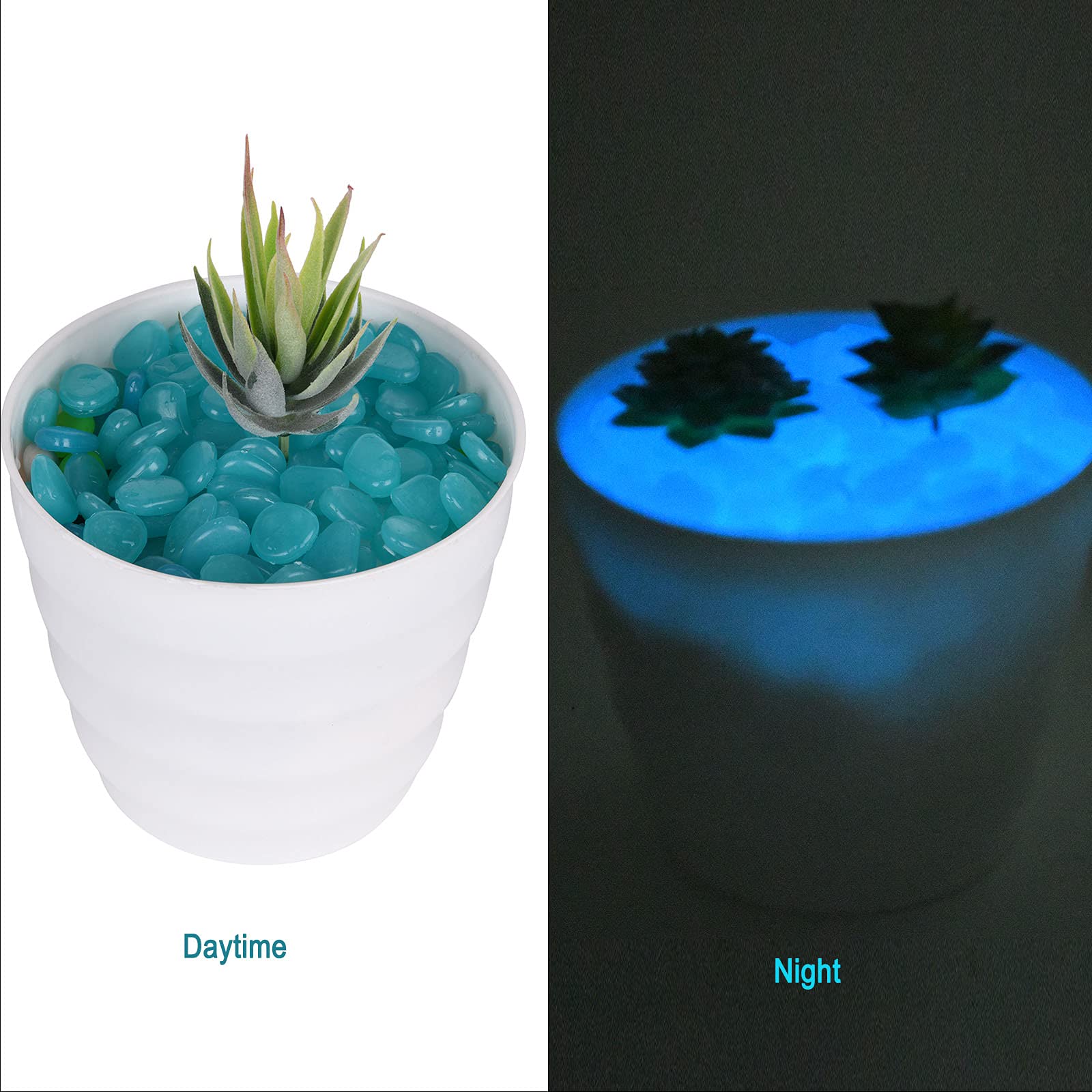 300 Galets Fluorescents Lumineux Vert - Pierres Qui Brillent La Nuit Pour Jardin, Allée, Piscine Et Aquarium