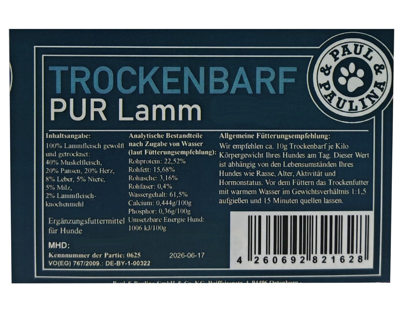 Trockenbarf Almgenuss pur Lamm 2kg
