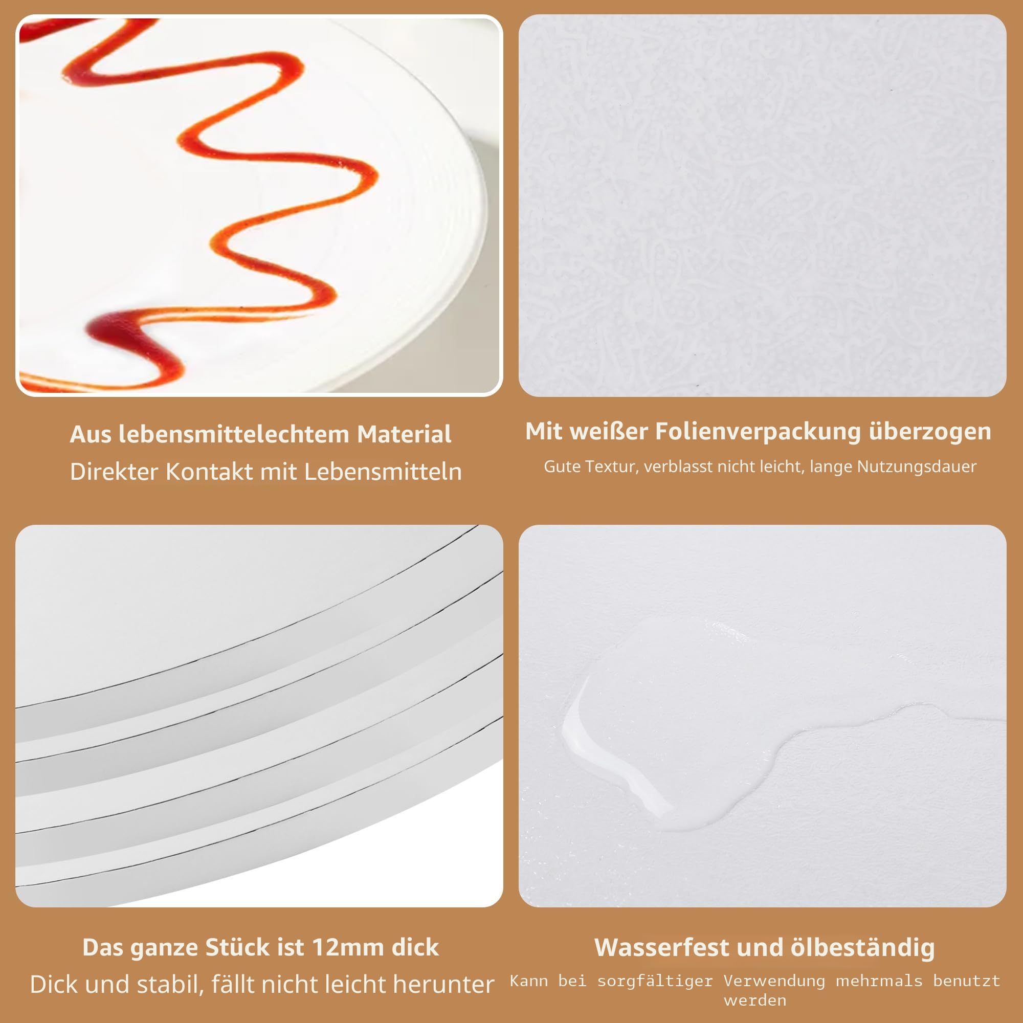 5 Stück Cake Board 30cm Rund,Tortenplatte Pappe 30 cm x 12 mm,Wiederverwendbare Cake Drum,Geeignet für 8-11 Inch Kuchen und Desserts usw (12 Zoll)