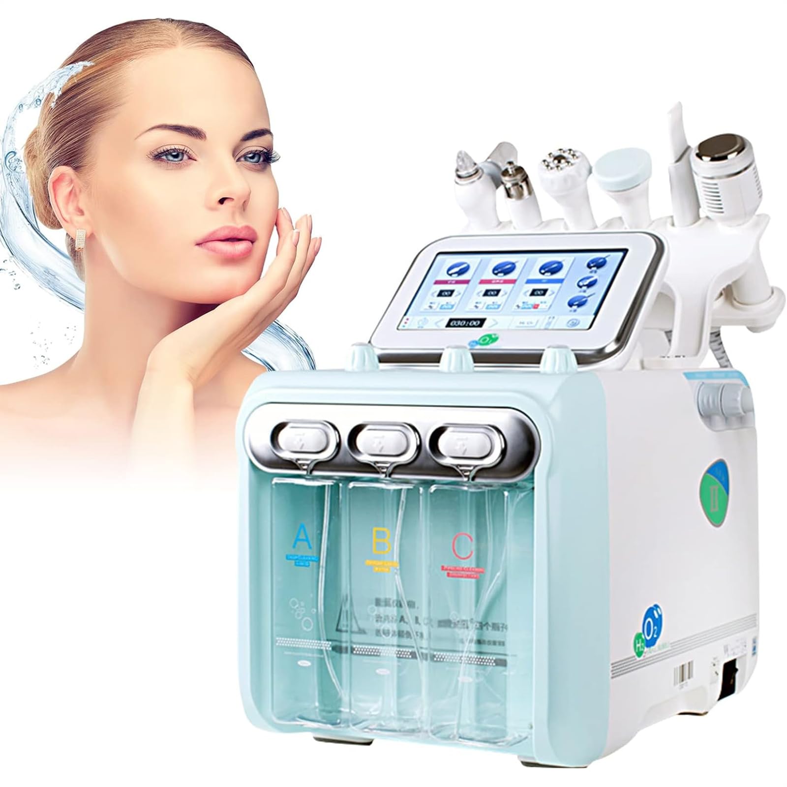 ERICAT Professional Hydrafacial Machine for Spa, 6 In 1 Hydrogen Oxygen Facial Beauty Device with 7 Inch Display, Adjustable Suction Knob, Precise Positioning And Strong Hydration Ability, for Home