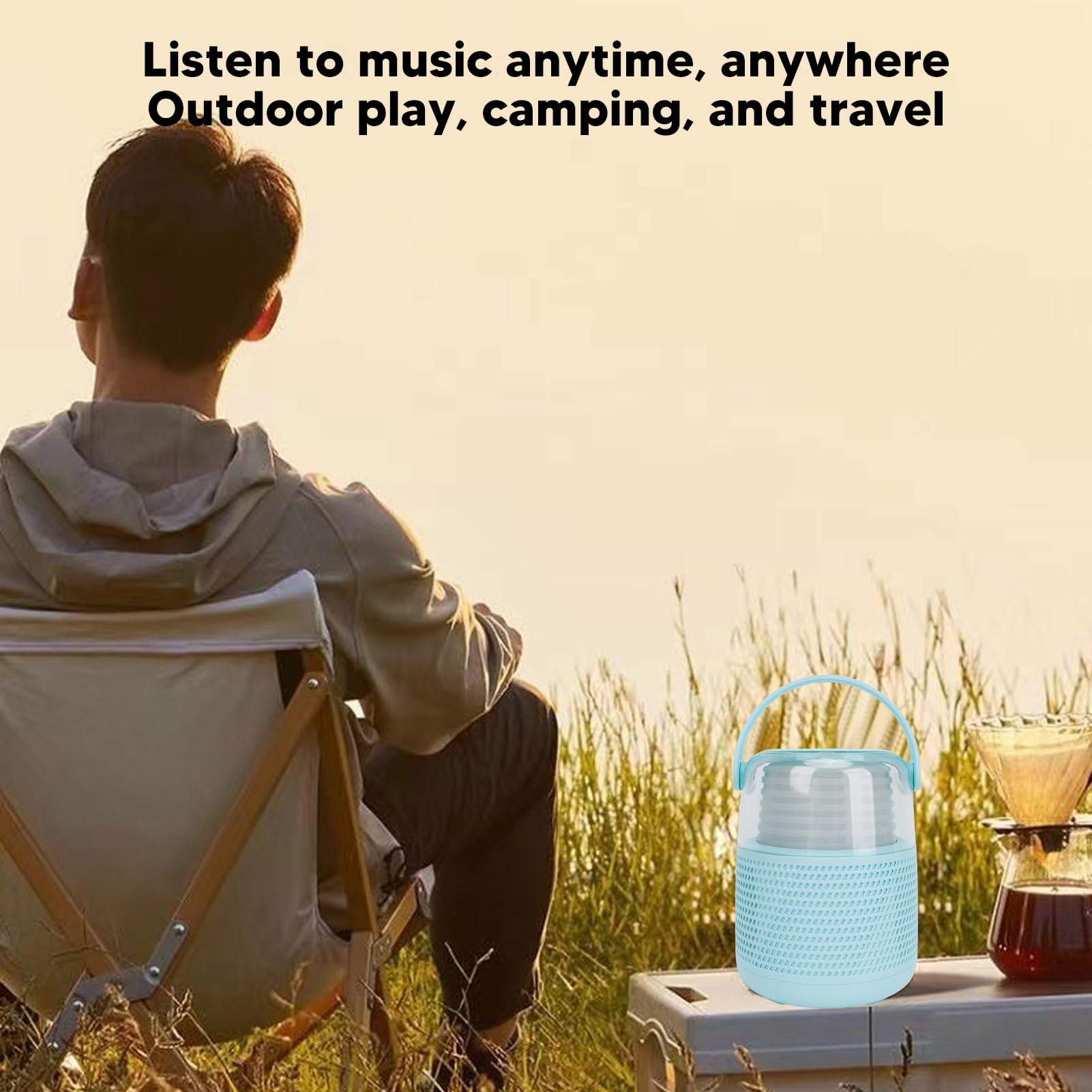 Altoparlante con Luci Colorate RGB Portatile per Karaoke per Feste in Casa con Microfono Wireless (Blu)
