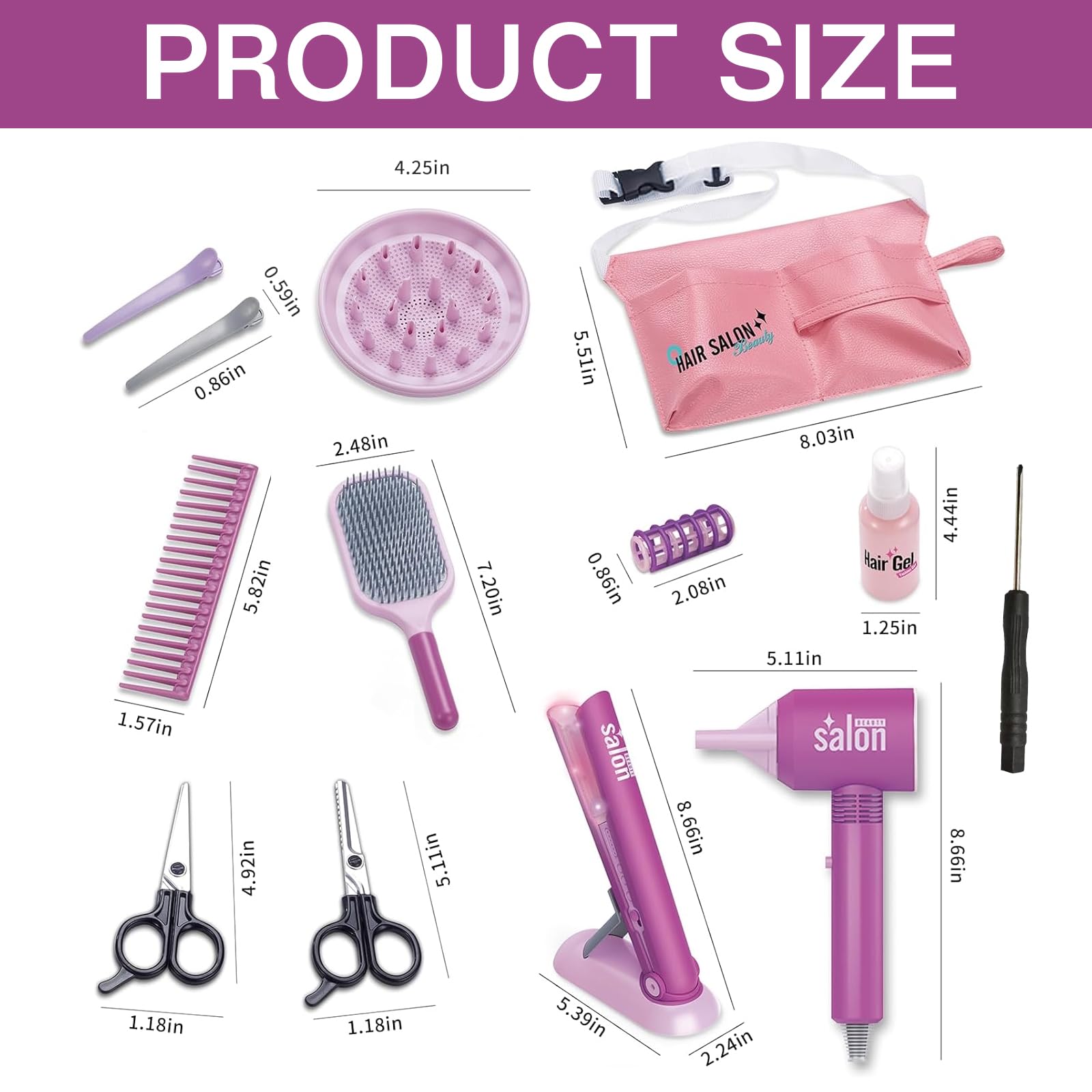 Set Trucco Bambola - Gioco Parrucchiere Per Bambine 17 Pezzi - Foto 11