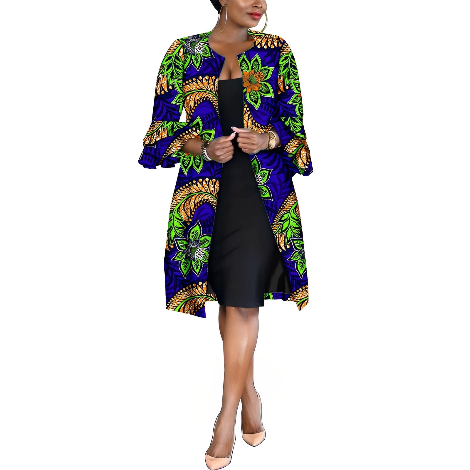 RealWax African Women Coat Ankara Print Long Jacket Tops Wax Dashiki Clothes