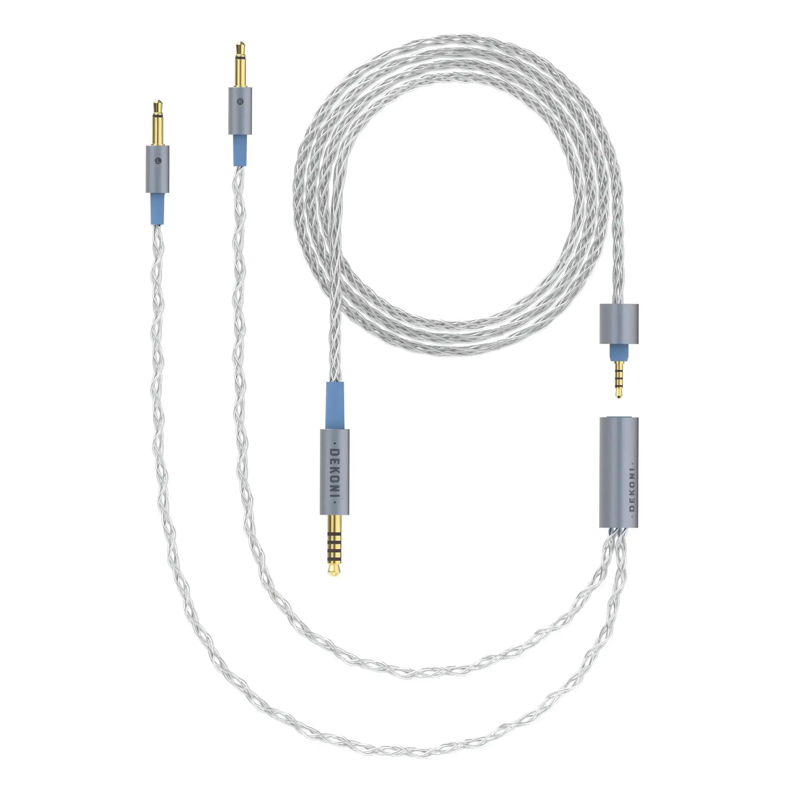 Dekoni Audio Ensemble - Cable modular para auriculares, compatible con auriculares Hifiman (trenzado plateado, 64 pulgadas)