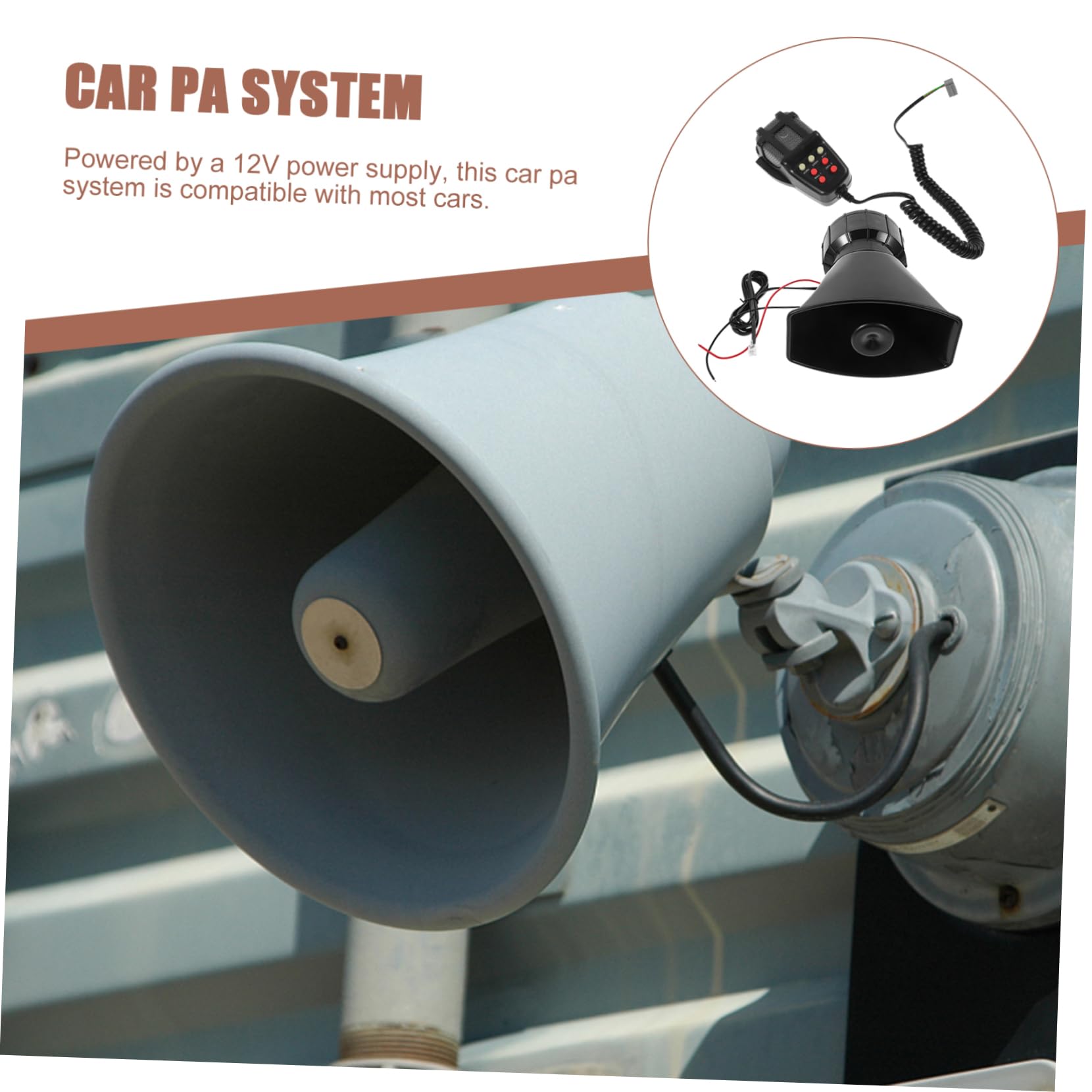 MAGICLULU Clacson per Auto e Camion 12v, Sirena 7 Toni Registrazione Messaggio, Plastico Nero, per Allarme Veicolo e Uso Quotidiano
