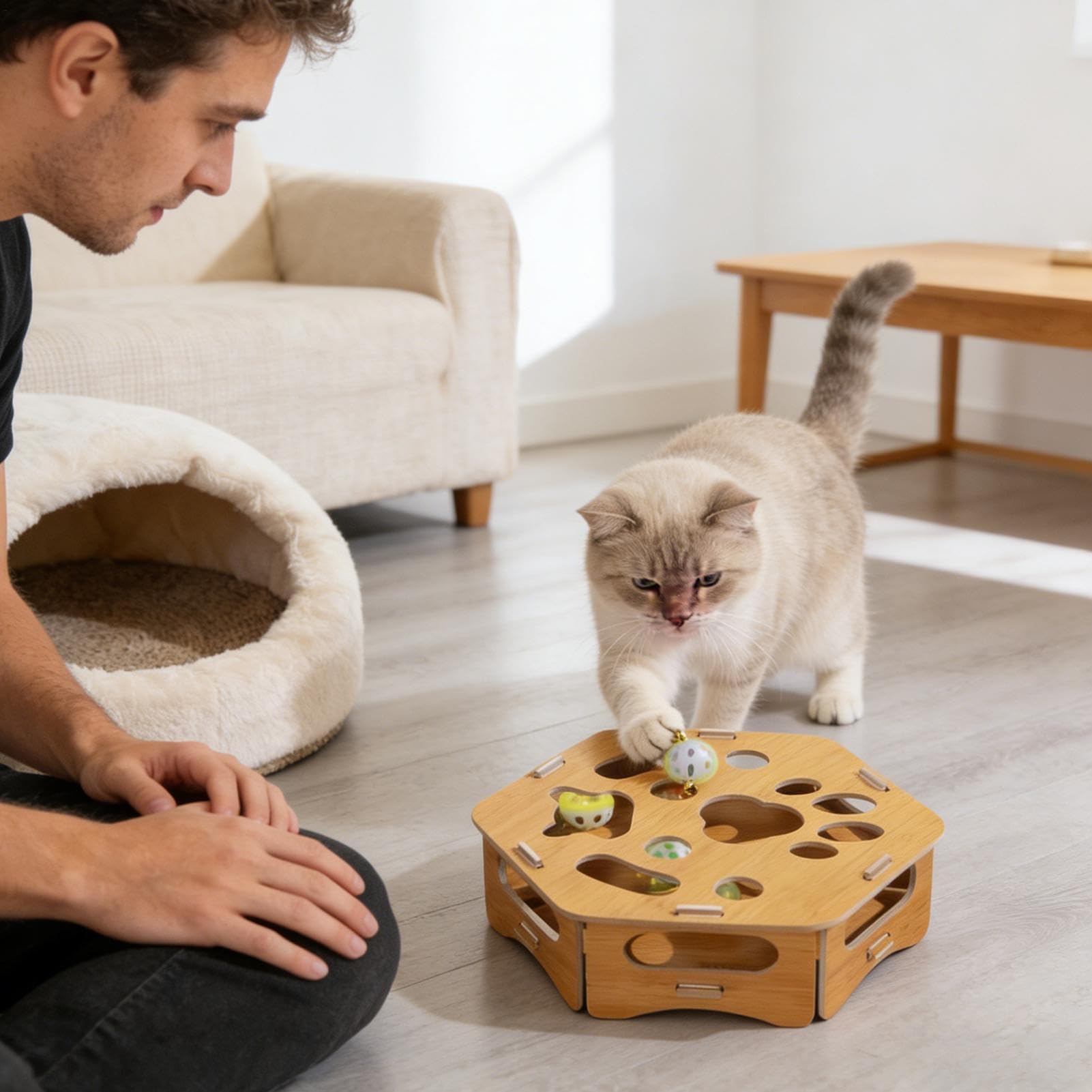 Générique Coffre à Griffoir Puzzle pour Chat Jouet en Bois d'Enrichissement
