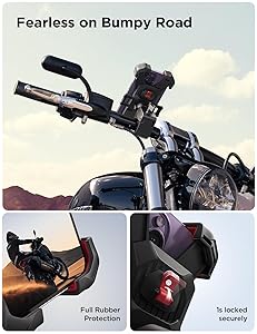 JOYROOM Motorcycle Phone Mount, [1s Auto Lock][100mph Military Anti-Shake] Bike Phone Holder for Bicycle, [10s Quick Install] Handlebar Phone Mount, Compatible with iPhone, Samsung, All Cell Phone