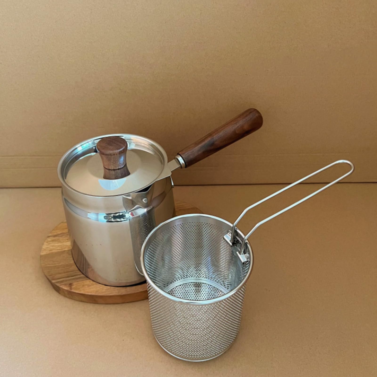 Freidora Pequeña Con Cesta Accesorios En Acero Inoxidable De Doble Capa Con | Cesta para Freír Para Cocinar en Casa Patatas Fritas Pescado Palomitas Alimentos