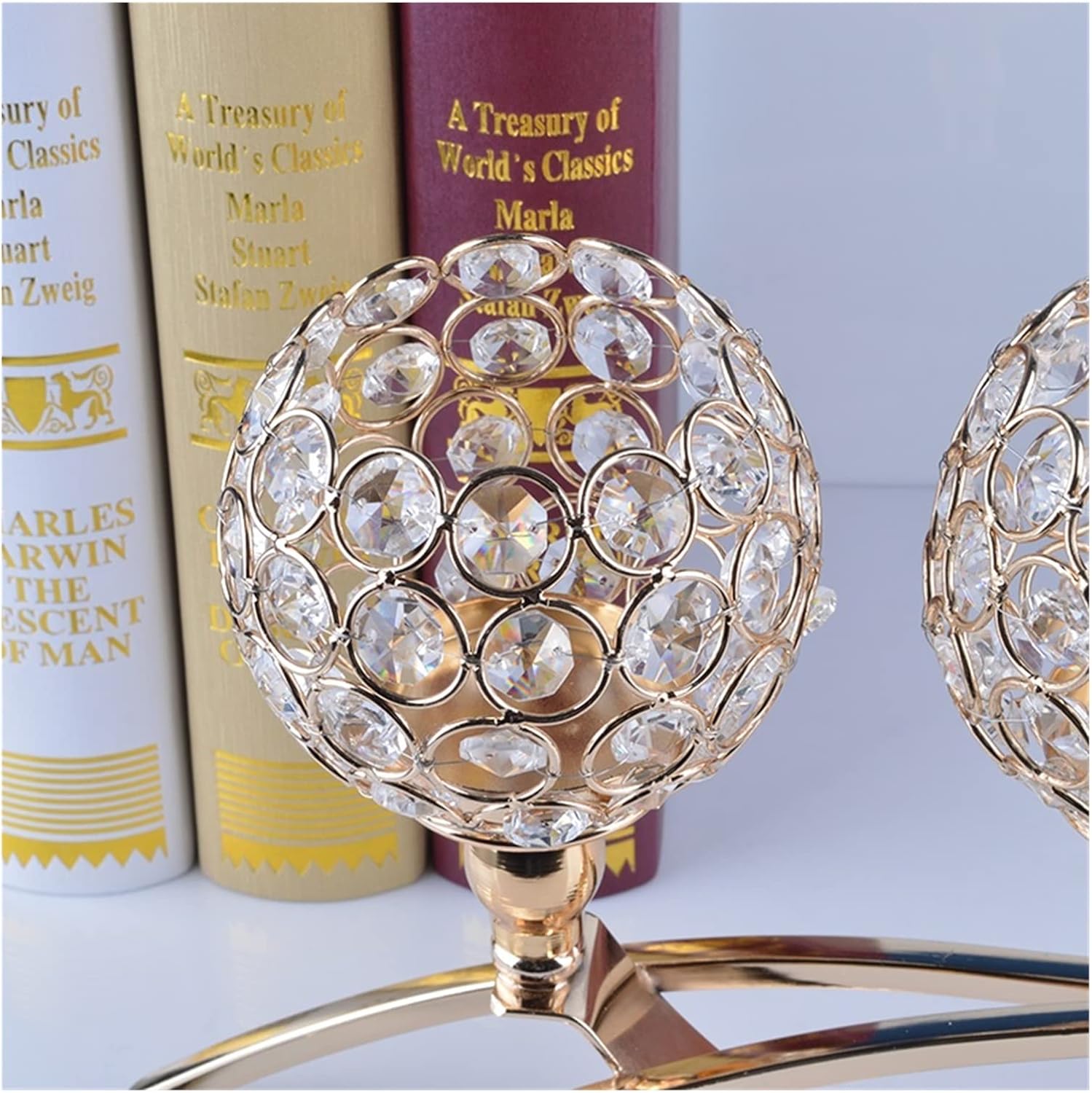 Gold Votive Crystal Candle Holder Arch Bridge Shape 3 Arms Candelabra for Wedding Decoration Dining Table Centerpieces