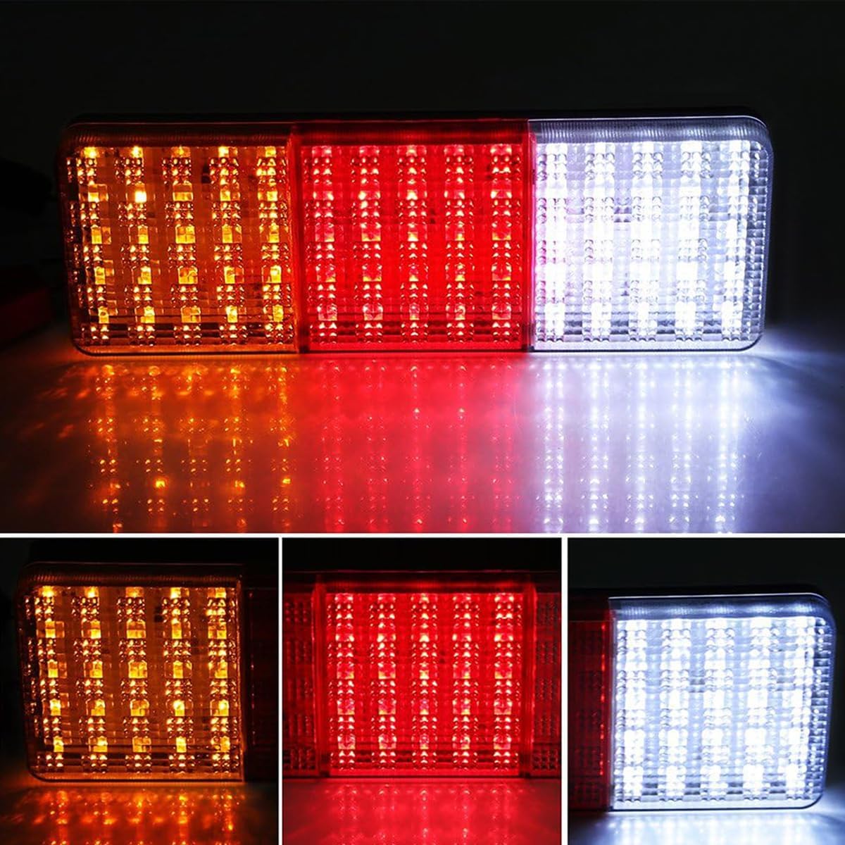 2PCS 75 LED Trailer Lights,IP68 Waterproof 12V-36V Turn Signal Brake Tail Light for Trailer Truck Boat Pickup RV Camper UTV UTE Red Yellow White Light Color