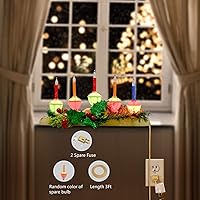 Vista 3 de 5 lámparas de vela de burbujas de Navidad, velas eléctricas enchufables con 5 luces de burbujas multicolor (1 de repuesto), vela de luz de burbujas