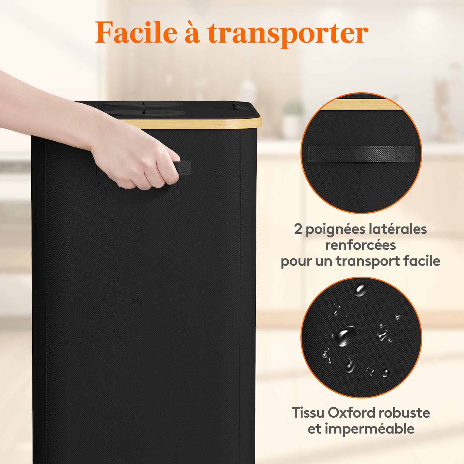 Lifewit Collecteur de Bouteilles avec Couvercle 2 Compartiment, Poubelle Tri Selectif pour Plastique, Bouteilles Verre, Poubelle Exterieur de Recyclage avec Trou, Cuisine Rangement, 150L, Noir