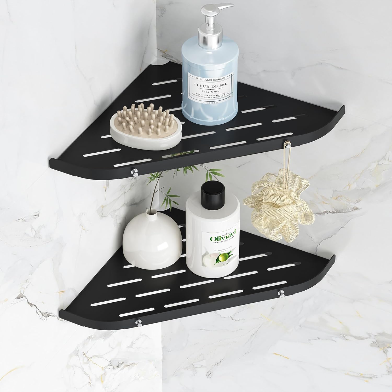 Qeke Corner Shower Shelf 9 Corner Shower Caddy SUS304 Stainless Steel Shower Organizer Wall Mount Corner Shelf with