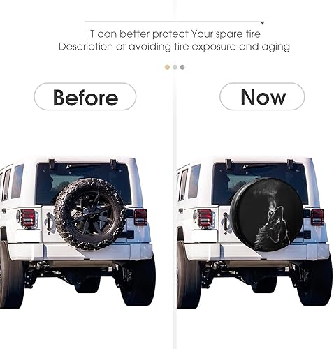 Miniatura 2 de Foruidea Cubierta de neumático de repuesto 3D Wolf negro de piel sintética para remolque, RV, SUV y muchos vehículos de 17 pulgadas