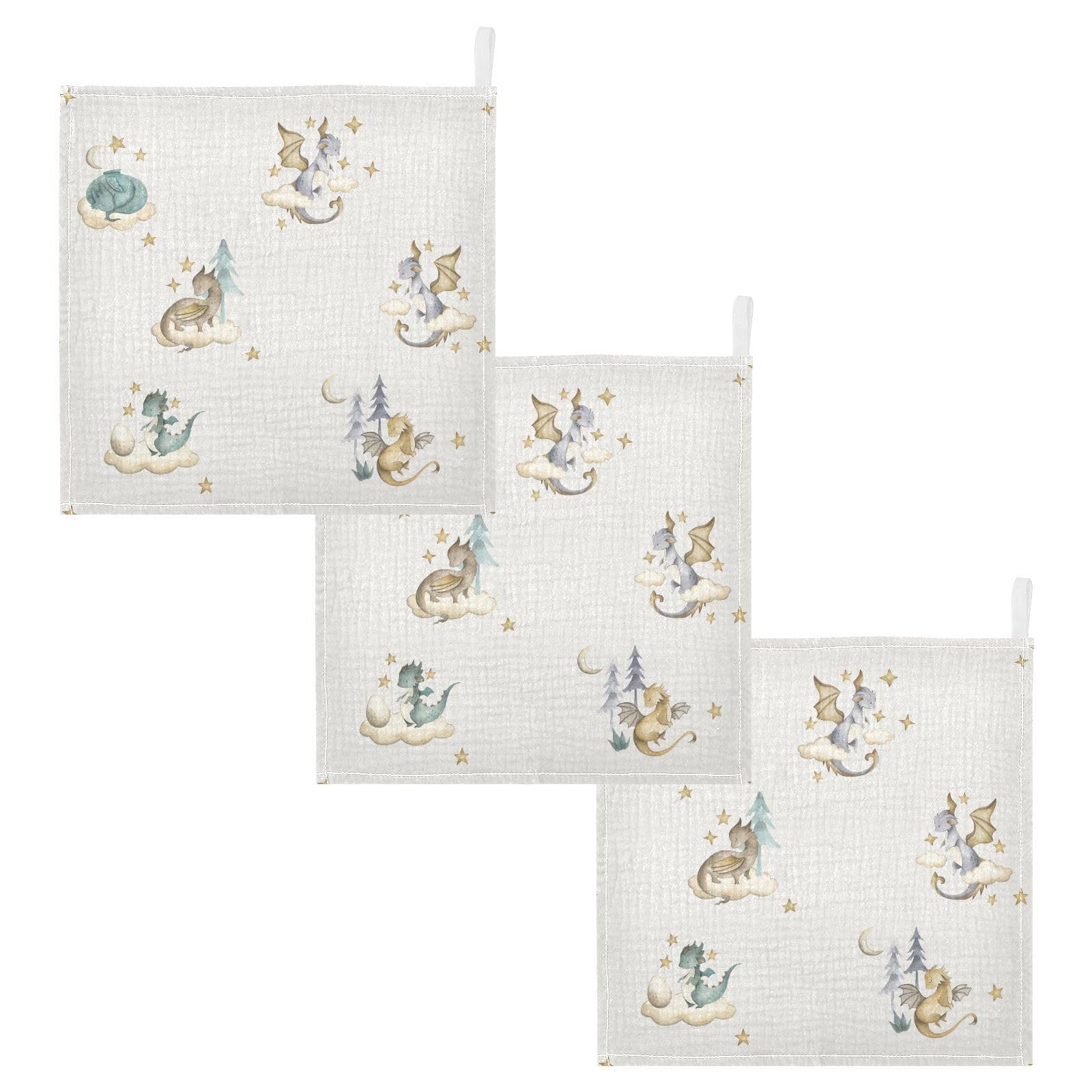 vvfelixl Dragon Baby Baby Burp Cloths Baby Muslin Washcloths for Boys Girls Cotton Baby Face Towel for Newborn Infants Soft and Absorbent 11.8 X 11.8 in, 5 Pack