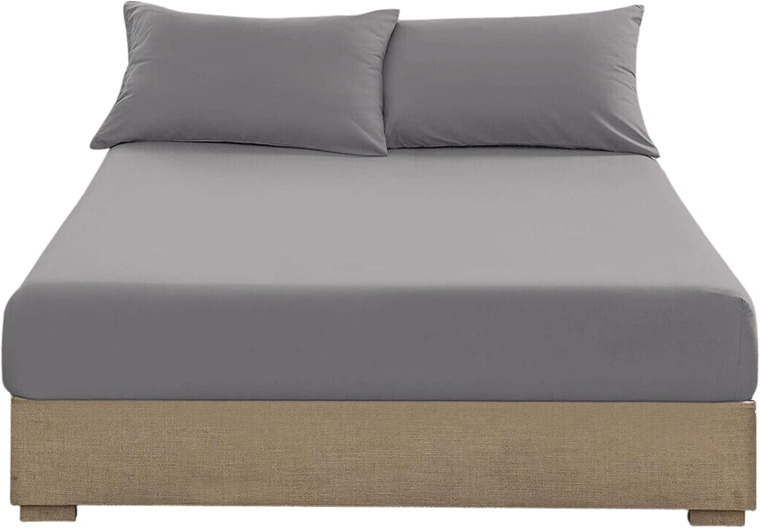 EV DEKOR Extra Deep Fitted Sheet Single, Grey Deep Pocket Bedsheet