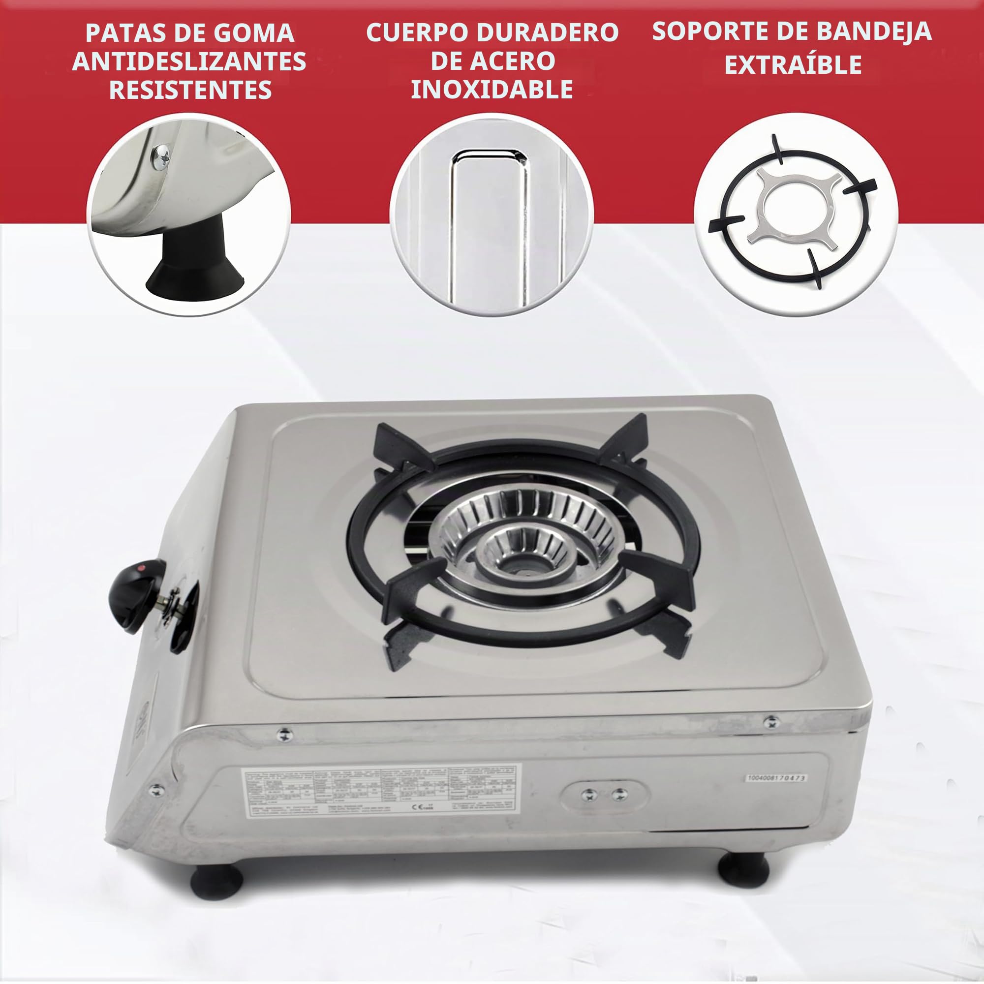 NJ-100SD - Estufa de gas portátil de acero inoxidable para catering, 4 kW para interiores