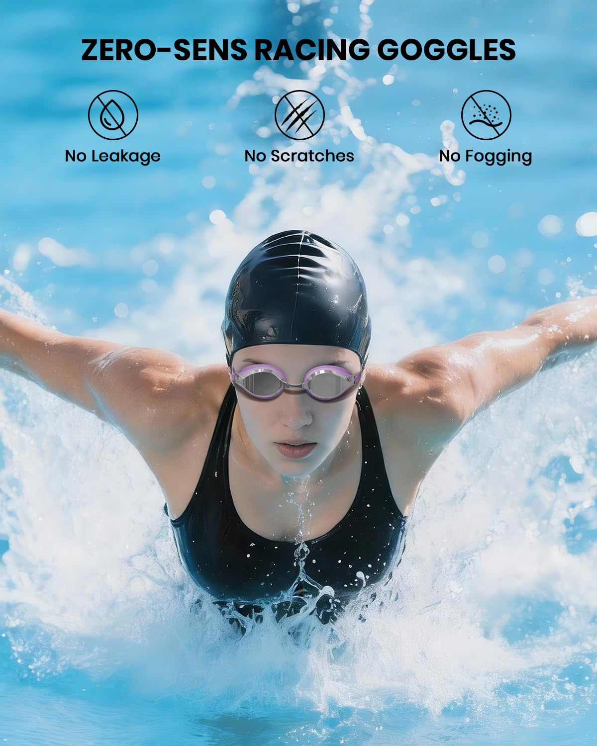 Occhialini da nuoto per adulti e ragazzi, 180°, visione chiara, anti appannamento/UV, senza perdite, per uomini e donne