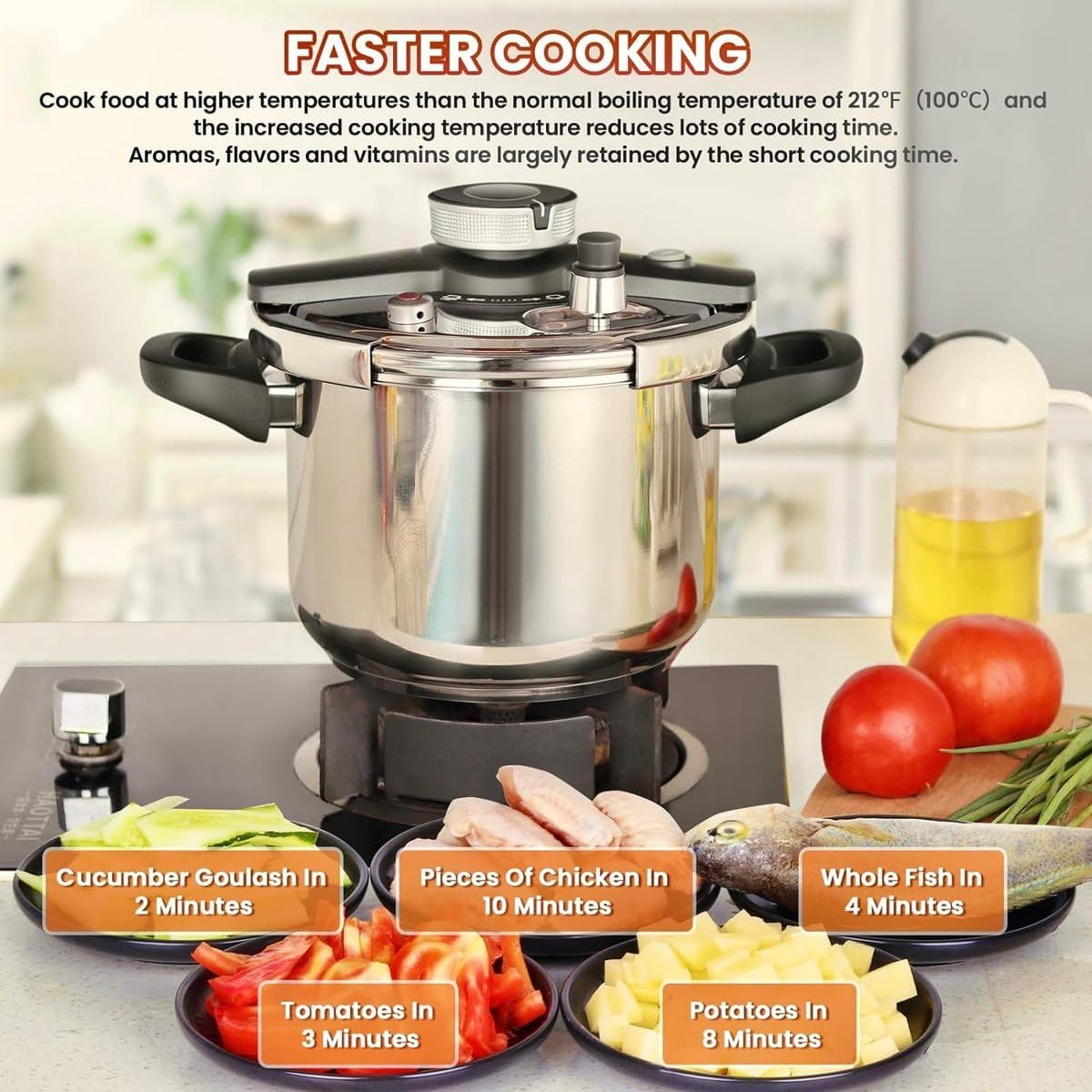 Royalty Line Induction Pressure Cooker, 6 Liters, Stainless Steel, All Heat Sources Compatible