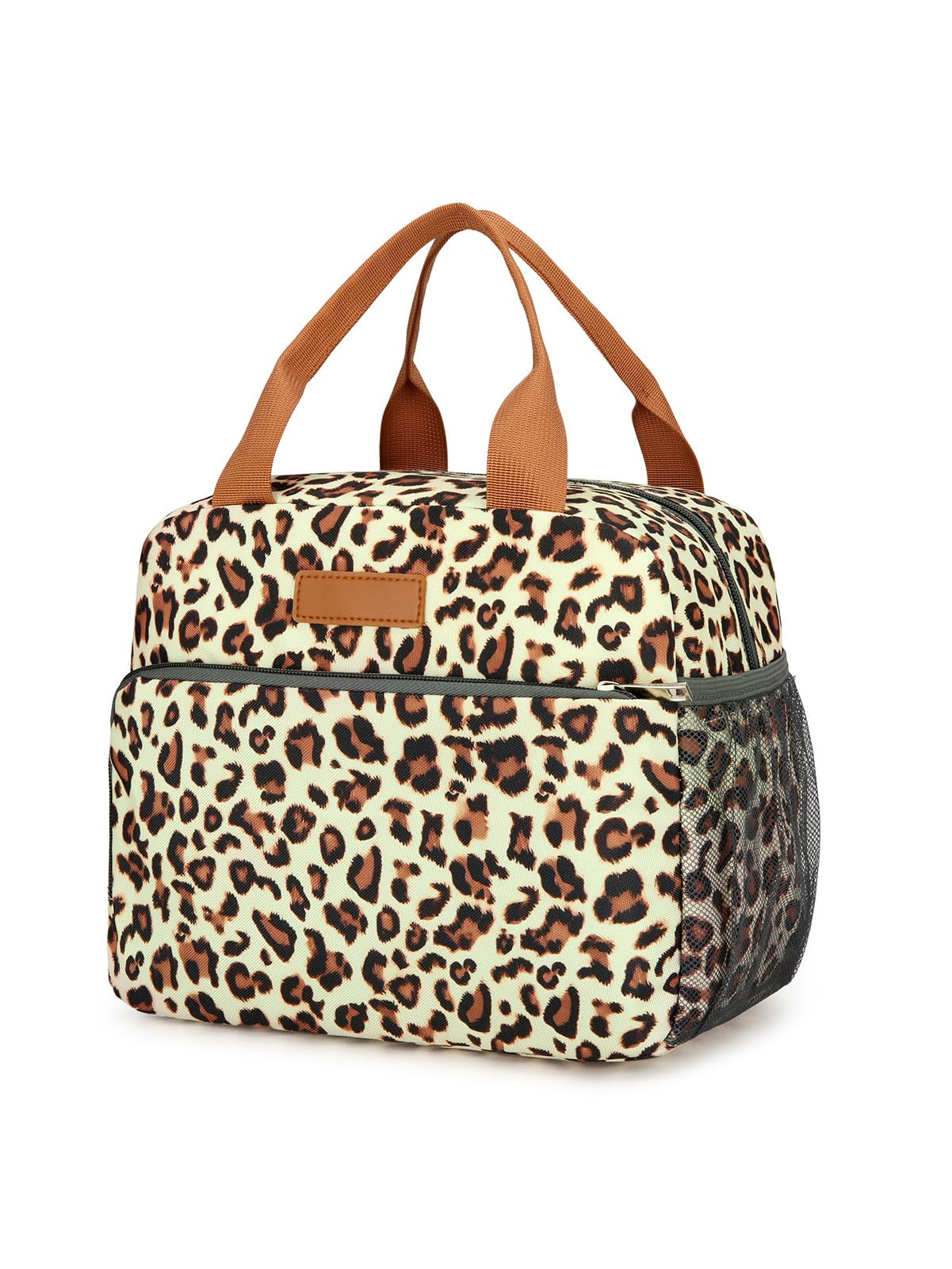 Rvciby Insulated Lunch Bag for Women&Men,9LCapacity Lunch Box Tote Bag,Reusable Leakproof Cooler Tote,Adult Lunch Box Bag for Work,School,Picnic,Camping or Travel(Brown Leopard Print)