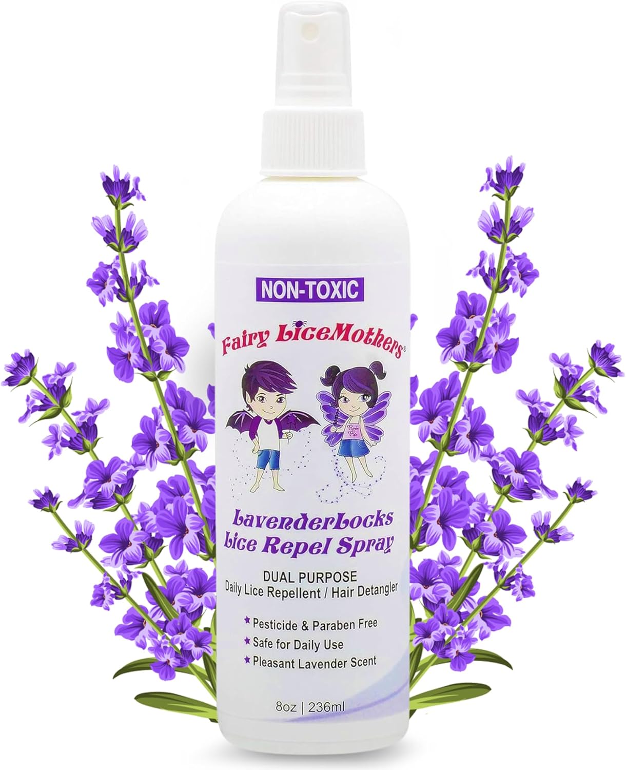 Fairy LiceMothers LavenderLocks Lice Prevention Spray - Head Lice Treatment for Kids & Adults - Prevent Lice Infestation with Lavender Oil - Gentle Lice Spray for Hair - Treats Lice Eggs - 8 fl oz