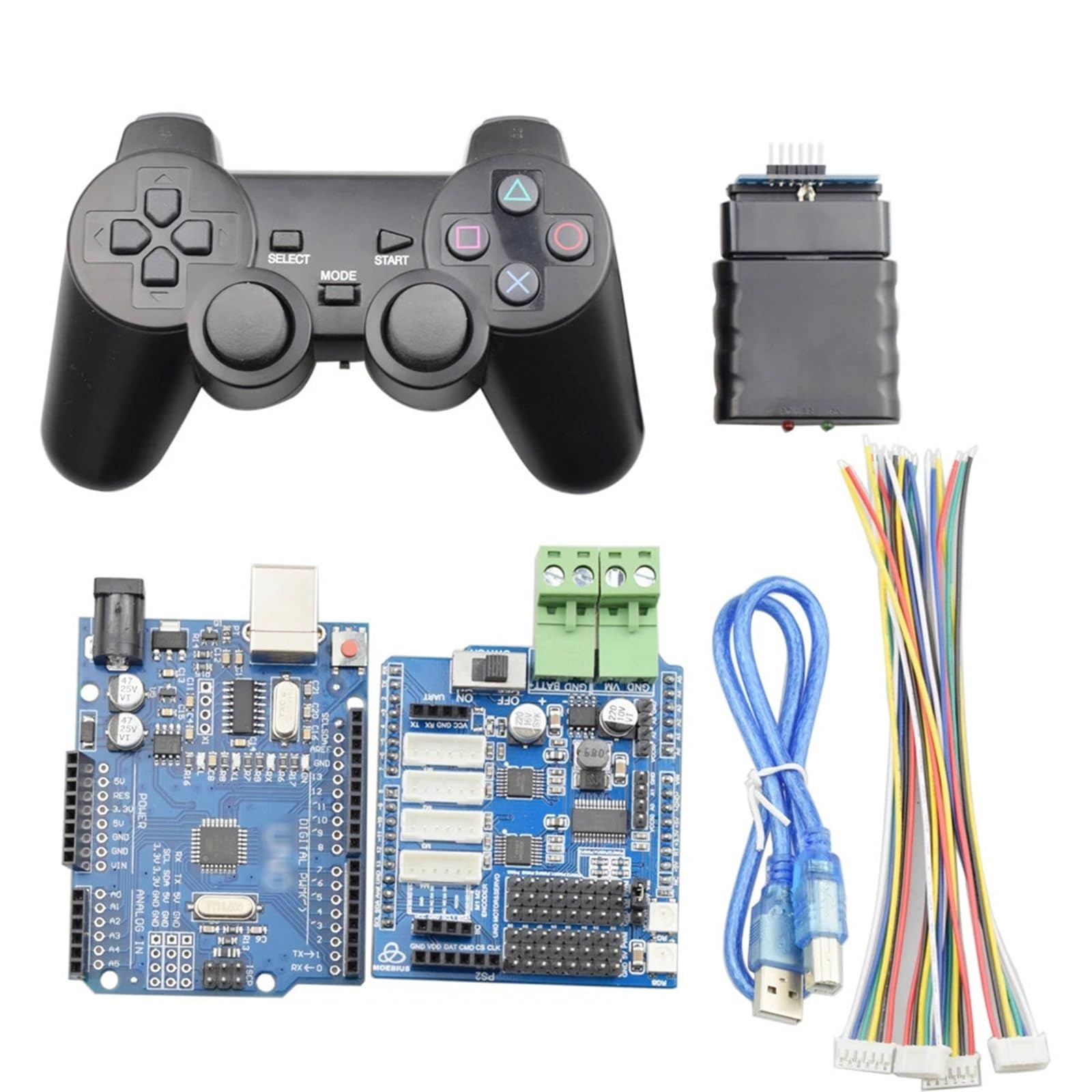 Arduino PS2 uchwyt kontroler RC z płytą sterowniczą silnika prądu stałego dla inteligentnego koła Mecanum samochód robot ramię robota DIY części do zabawek zdalnie sterowanych(RED)