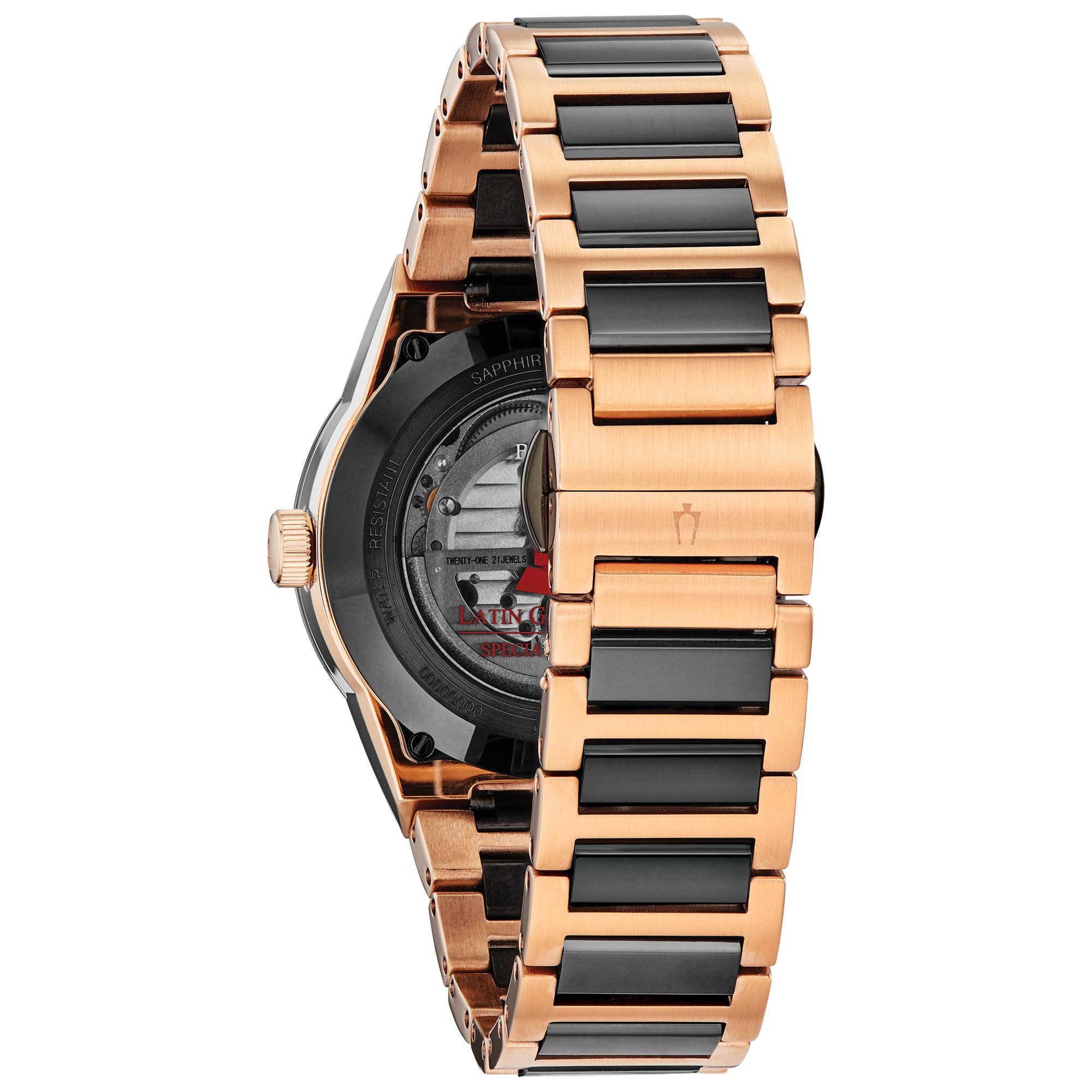 Bulova 98A236 Reloj automático de acero inoxidable de dos tonos con grammy latino para hombre