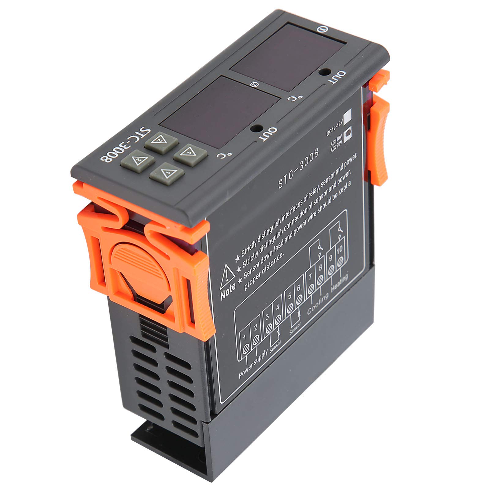 Cyfrowy Regulator Temperatury, Termostat STC 3008 STC-3008 z Podwójną Sondą NTC do Lodówki, Szklarni i Akwarium (110-220VAC)(110-220VAC)