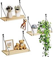 Vista 10 de Eleva tu espacio con estantes flotantes de madera rústica, juego de 3 - Perfecto para decoración de dormitorio, sala de estar, baño y cocina