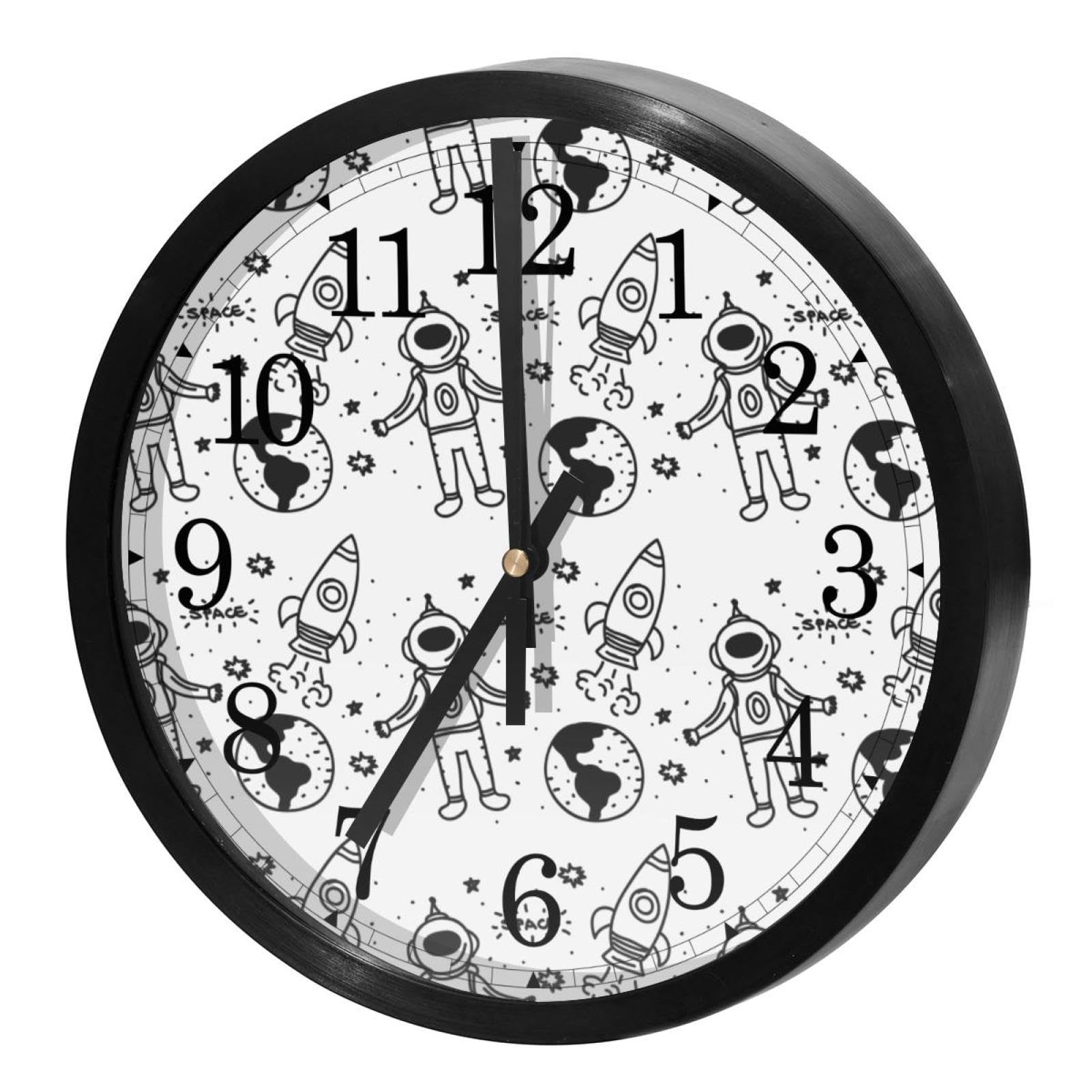 Horloge murale quartz à piles avec motif planète pour bureau
