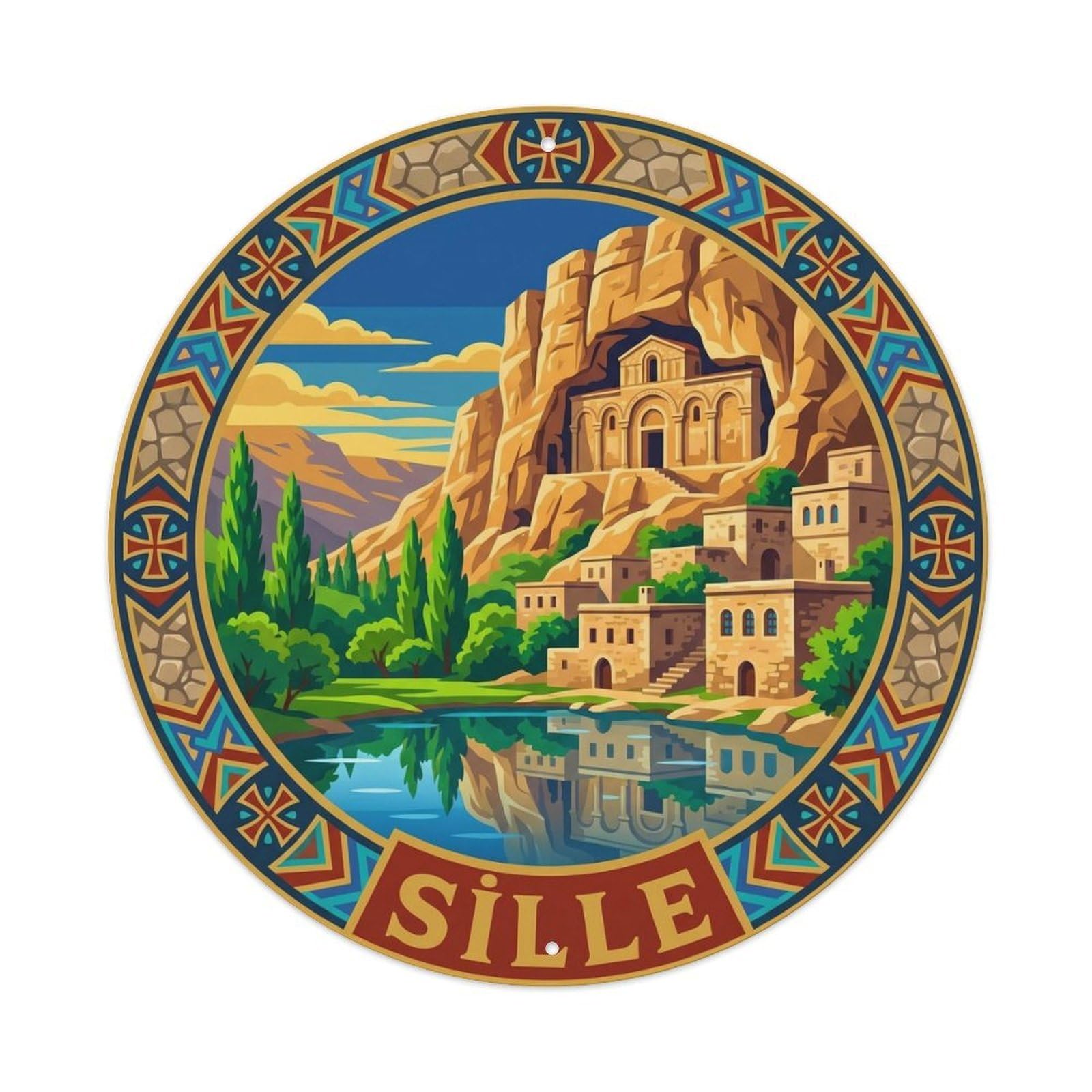 Konya Sille Rock Church Pilgrimage Turkey Graphic Metal Tin Sign