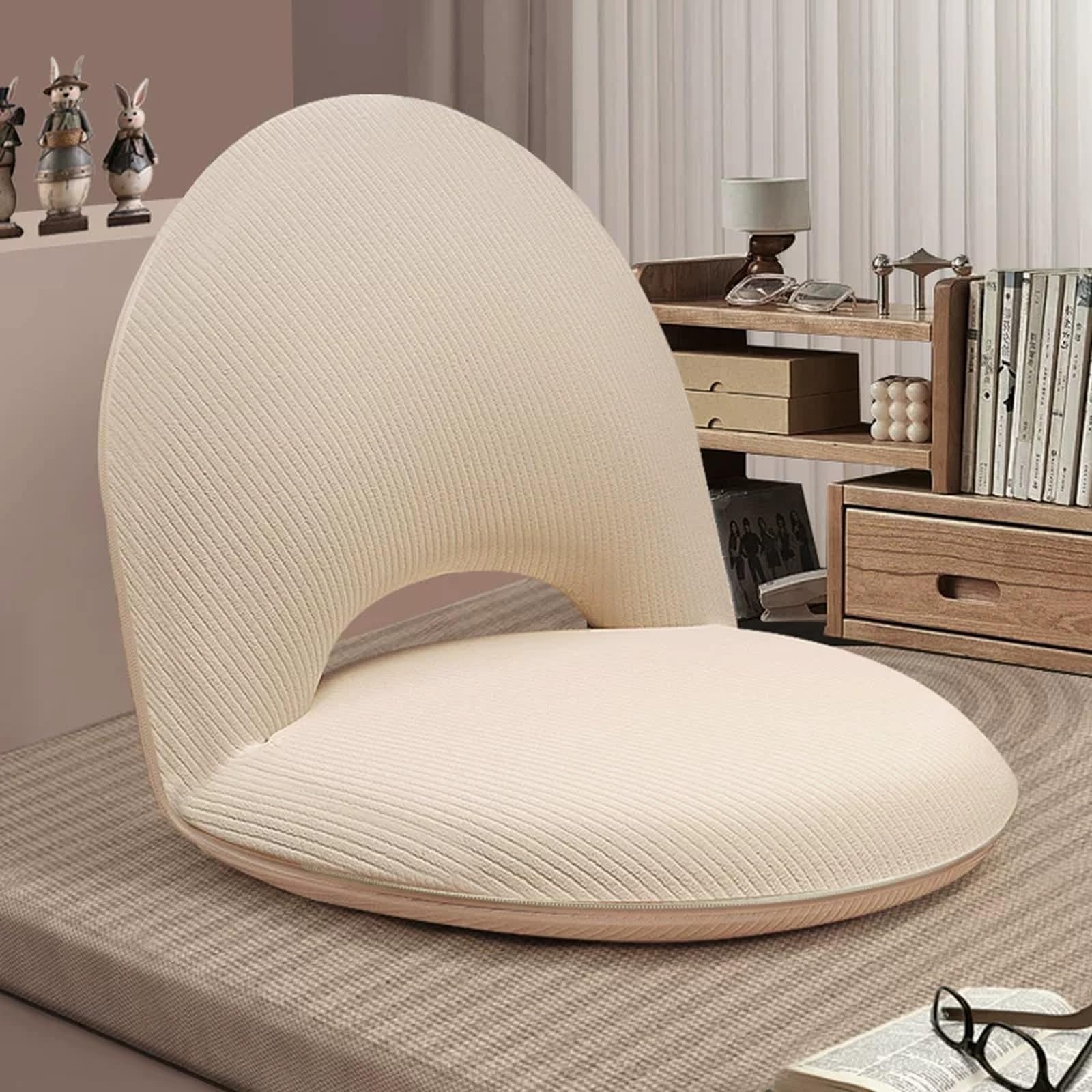 Kleines Sofa Einzelnes Tatami-Sofa mit Rückenlehne und Bodenkissen for Erkerfenster Balkon Einzelsofa(Weiß,Klein)