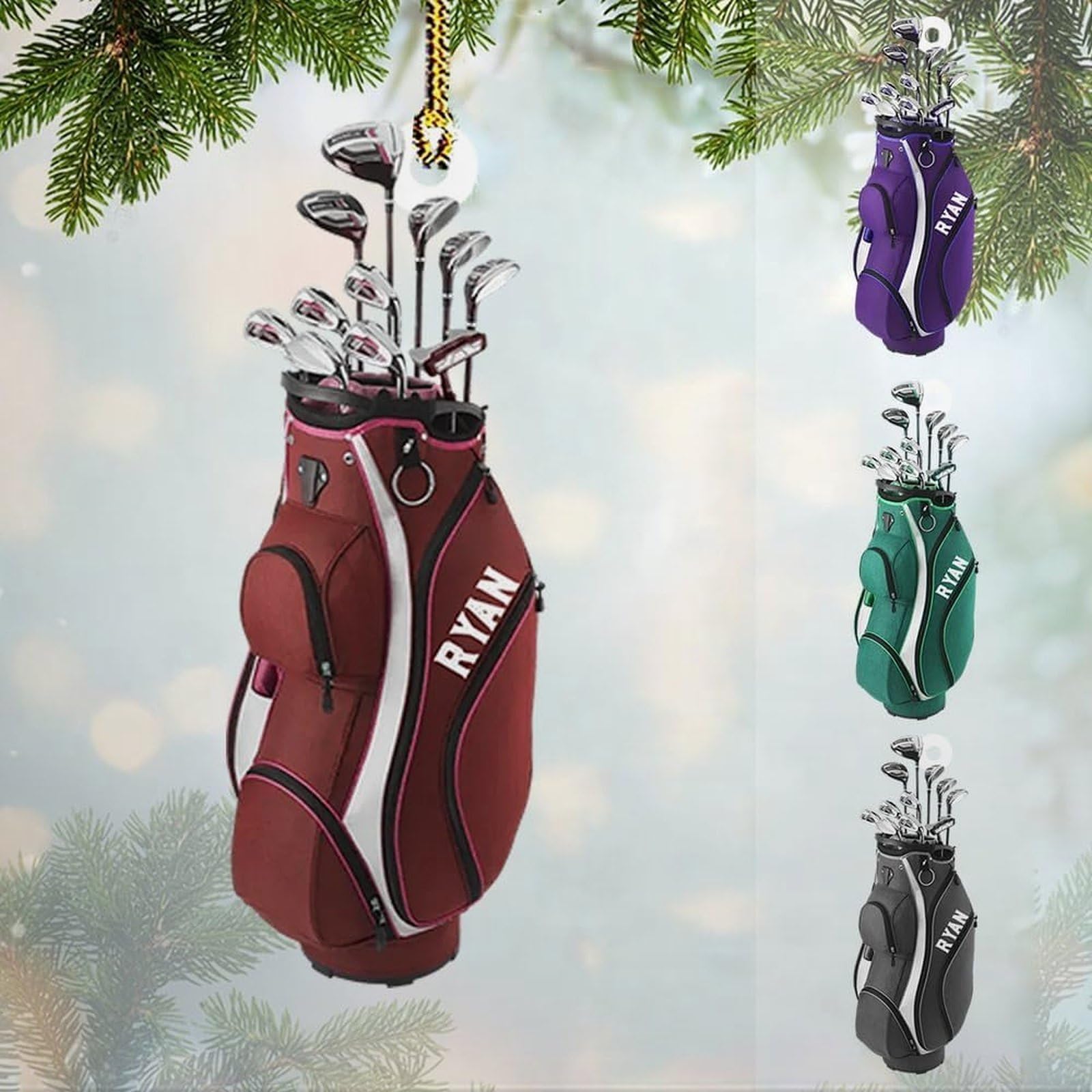 Luckluccy Style Custom Golf Bag Acrylic Ornament,Christmas 2025 Tree Decor For Players,Gifts For Golf Lovers