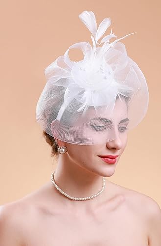 Miniatura 4 de Cizoe Tocado de fiesta de té para mujer de los años 50 con velo de flores, cóctel, boda, iglesia, Kentucky Derby