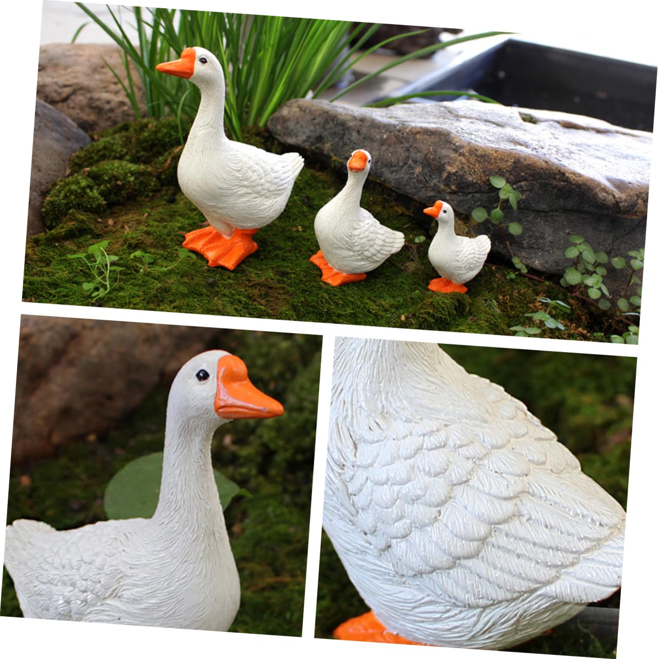 POPETPOP 5 Zestawów Gęsi W Kształcie Dekoracji Żywicy Figurki Zwierząt Miniaturowe Gęsi Posągi Do Dekoracji 3 Szt. * 5