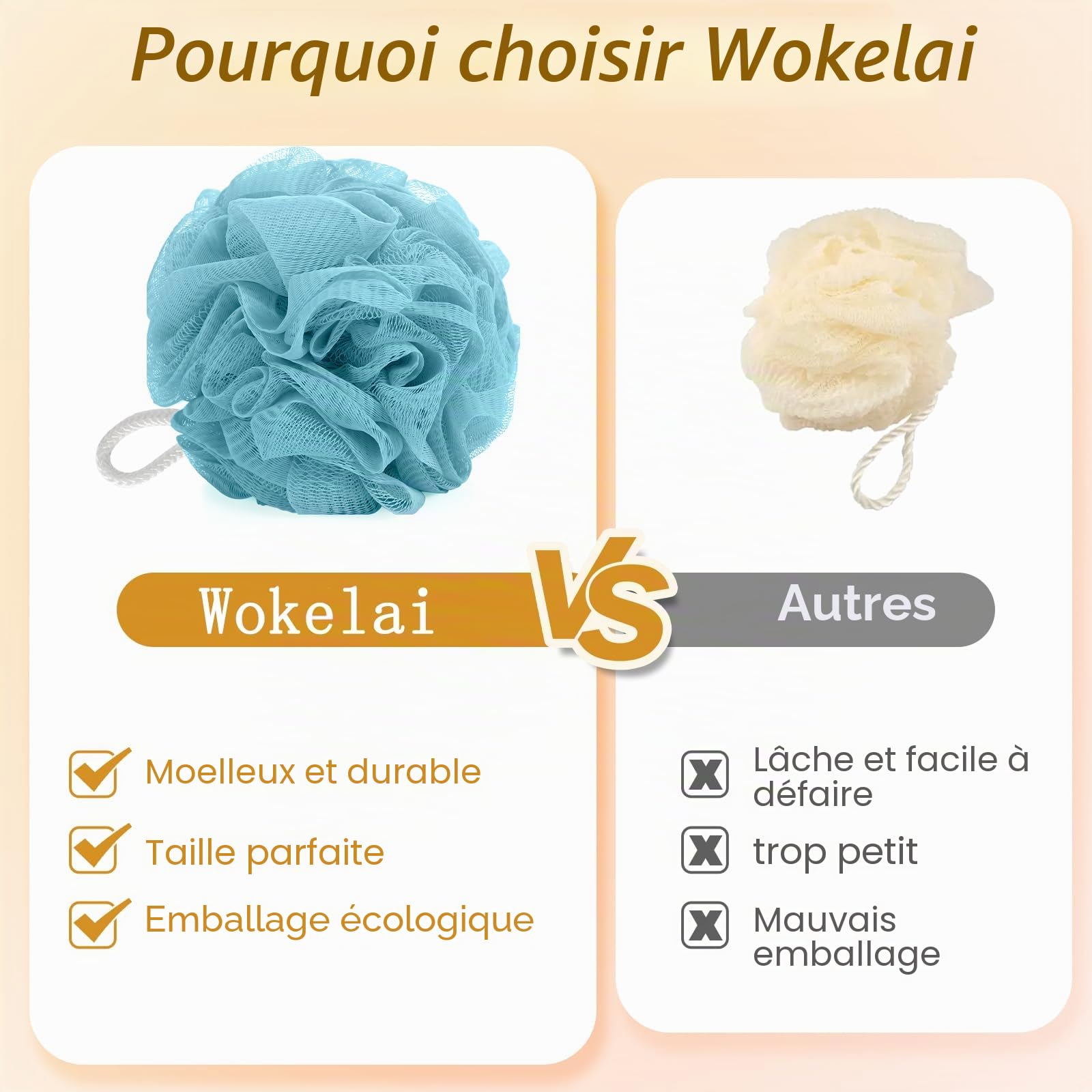Luffa Lot de 4 éponges exfoliantes pour le corps et le bain – Éponges en luffa de qualité supérieure pour peaux sèches (bleu et violet)
