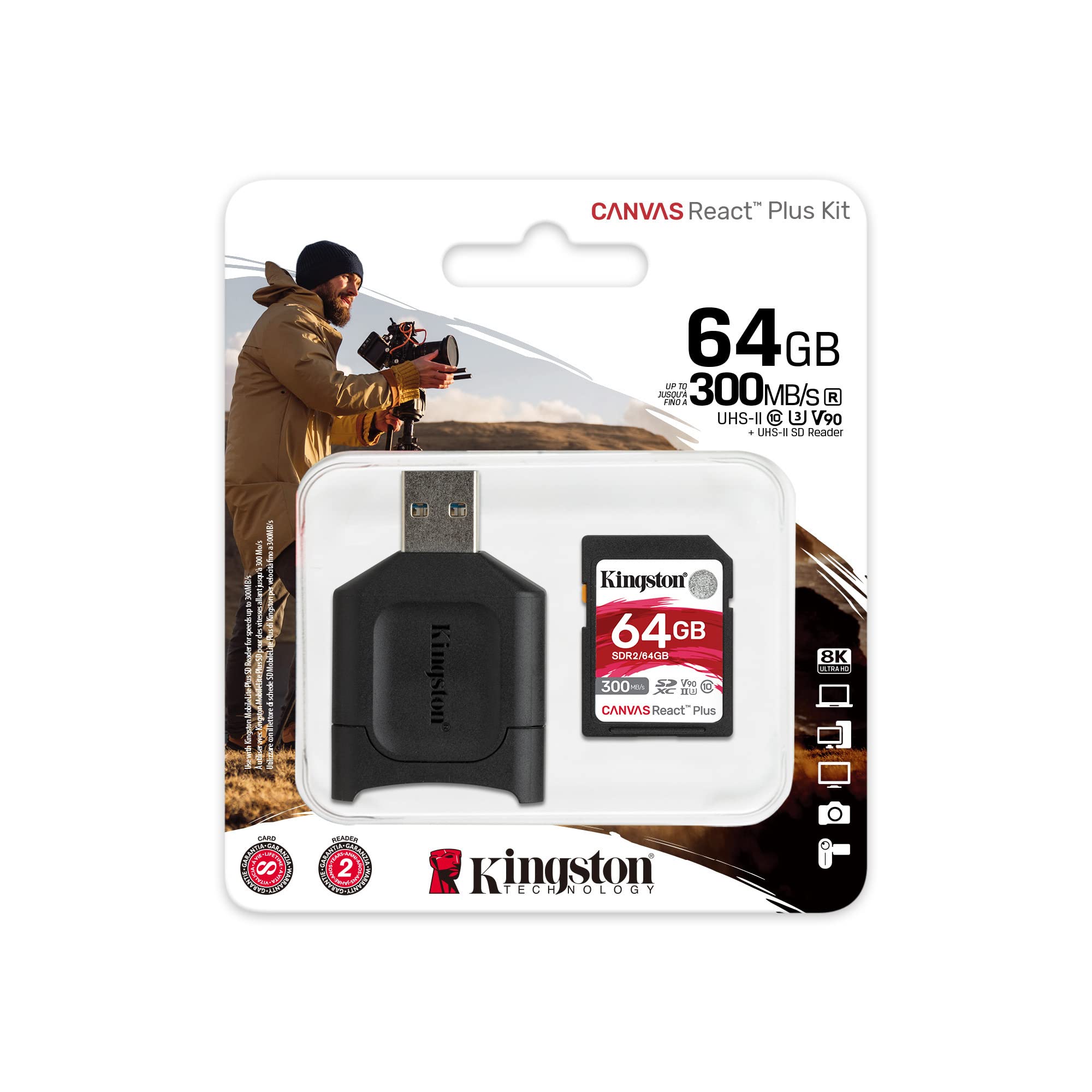 Amazon | Kingston 64GB キャンバスリアクトプラス V90 UHS-II SDXC 