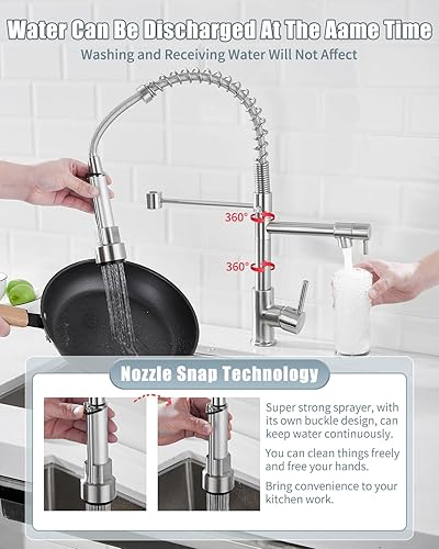 Miniatura 3 de Grifo de cocina con pulverizador, grifo de RV para fregadero de cocina, grifos de fregadero de cocina de acero inoxidable de una sola manija con