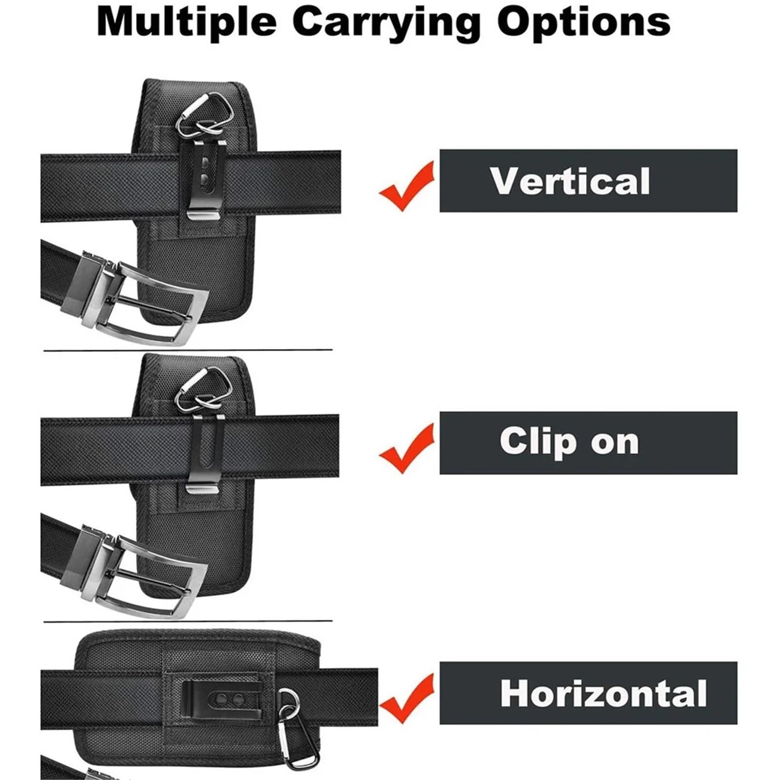 3.5-6.8inch Phone Nylon Pouch Cell Belt Clip Carrying Holster Case Waist Bag for für Wandern, Camping(XXL)