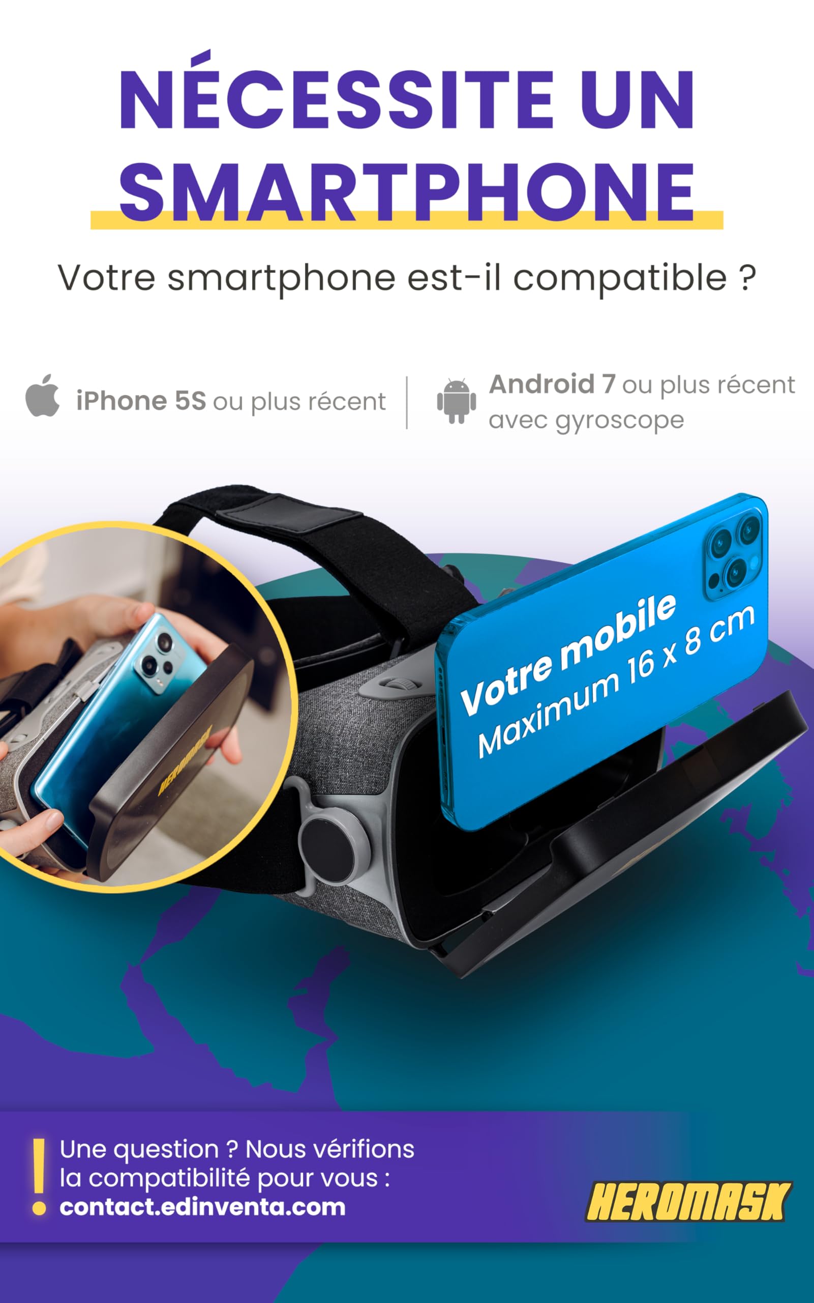 Heromask Pack Langues + Mathématiques – Jeu Éducatif VR 2 en 1 | Apprendre Les Langues et Les Maths en S’Amusant | Cadeau Original pour Enfants 5–12 Ans, Compatible iOS & Android