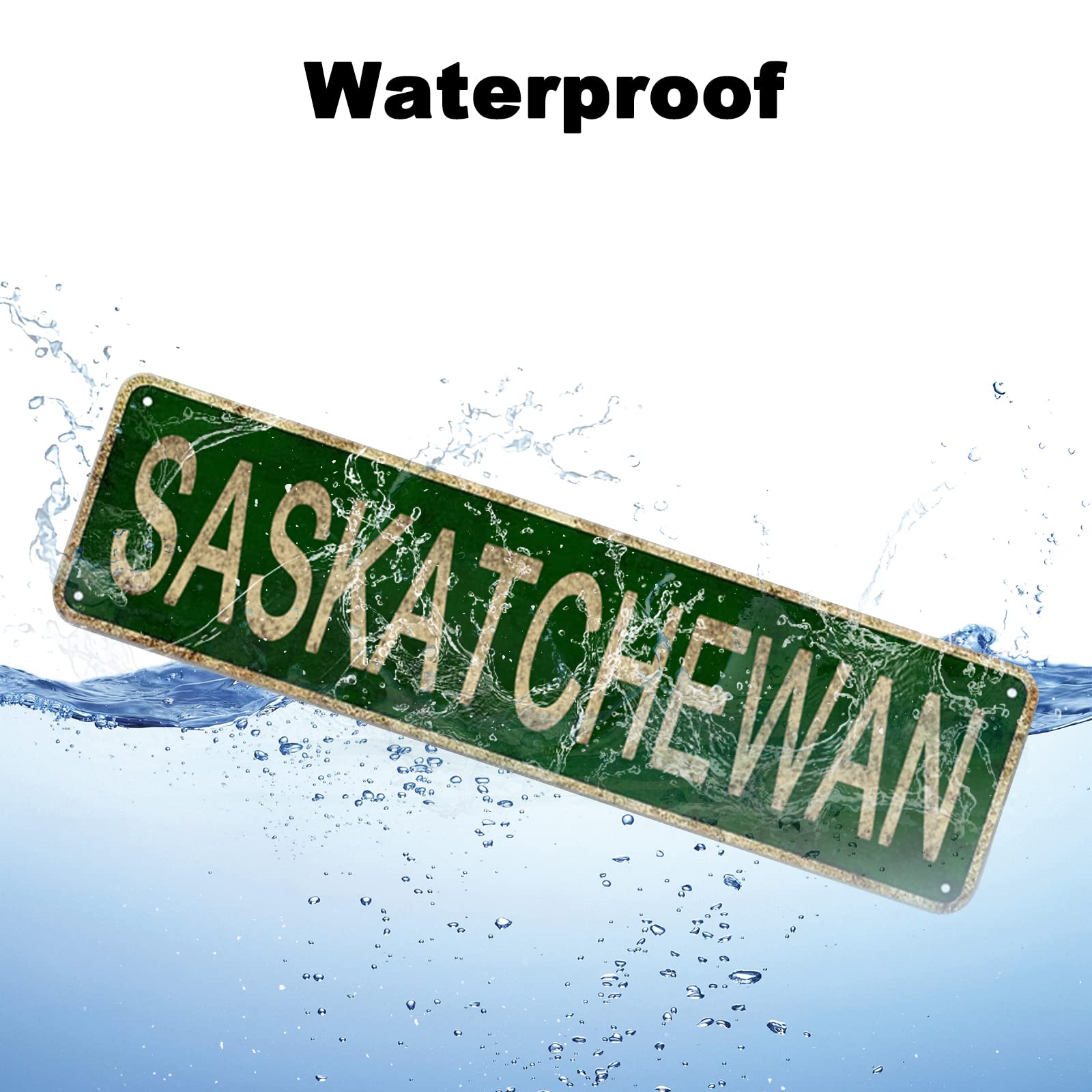 Targa In Metallo Vintage Saskatchewan - Decorazione Da Parete 10x40 Cm Per Casa, Ufficio O Aula. Regalo Originale Per Chi Ama Il Canada.