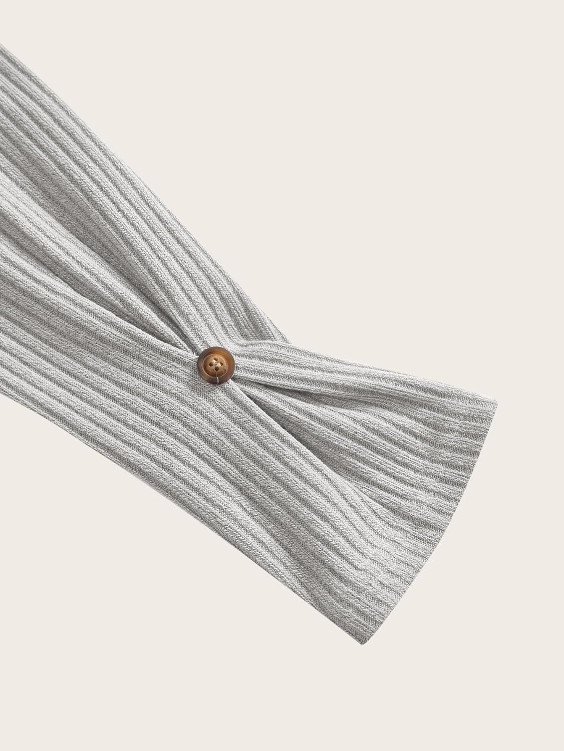 Women's Button Front Long Sleeve Henley Shirts Crew Neck Ribbed Knit Dressy Casual Tops - Image 5