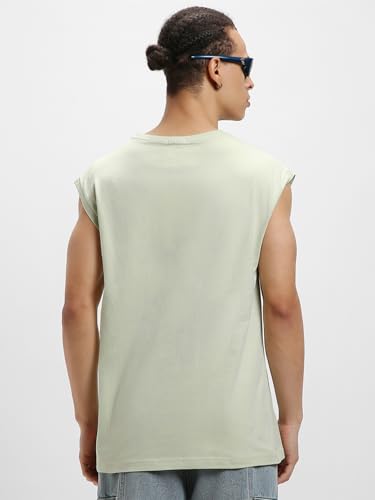Image of Bewakoof Men's Graphic Print Boxy Fit Sleeveless Round Neck Pure Cotton Vest