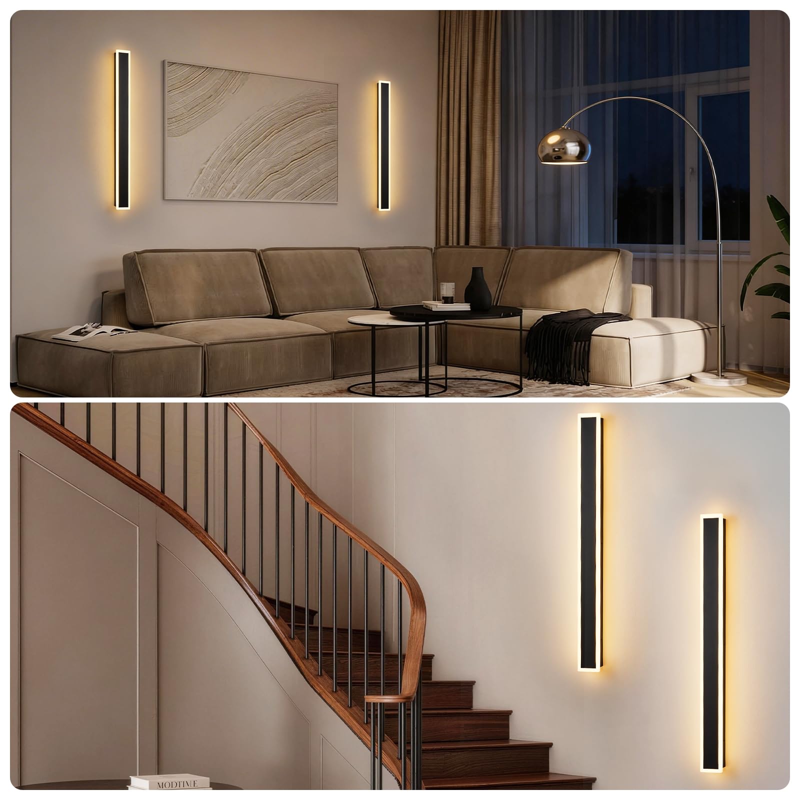 2 Stück 60CM Moderne Wandleuchte Aussen, 3000K-6000K 10%-100% Dimmbar Lange Wandleuchte Außen,IP65 Wasserdichte Wandlampe mit Fernbedienung für Eingangsbereich,Flur,Garage,Terrasse,Treppenhaus,Garten