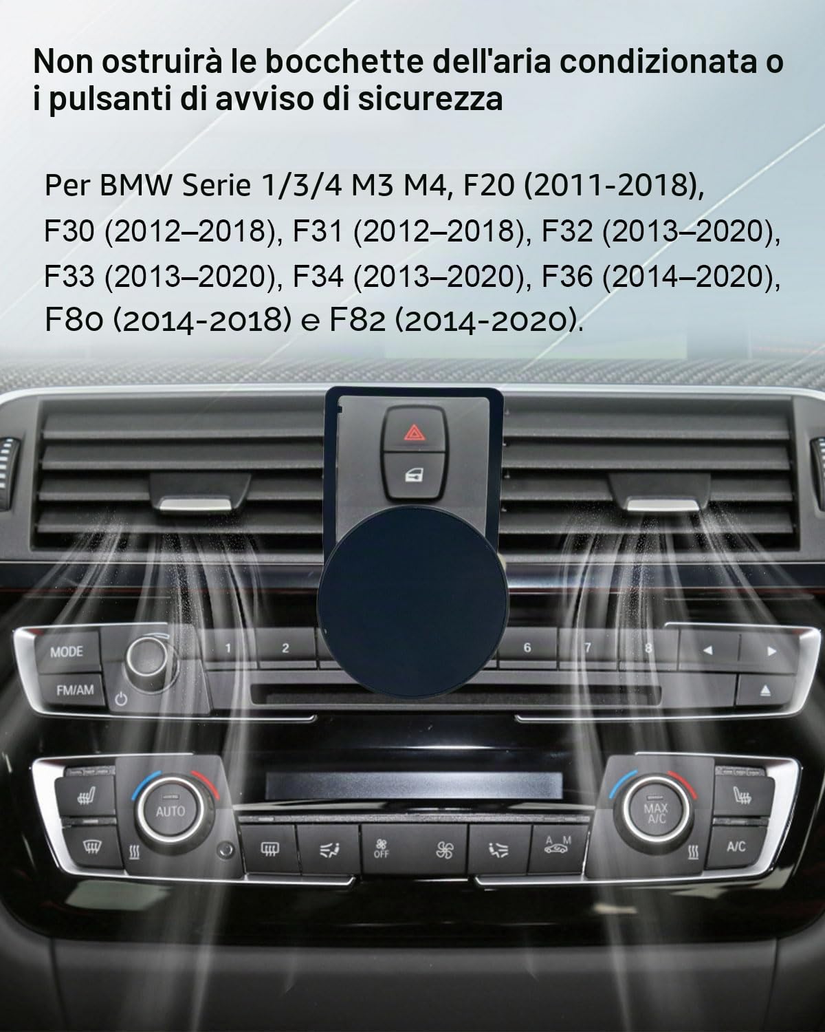 Supporto magnetico per cellulare auto per BMW 1/3/4 Series M3 M4 F20 F30 F31 F32 F33, girevole a 360°, compatibile con supporto auto Magsafe per iPhone 17 16 15 14 e GPS