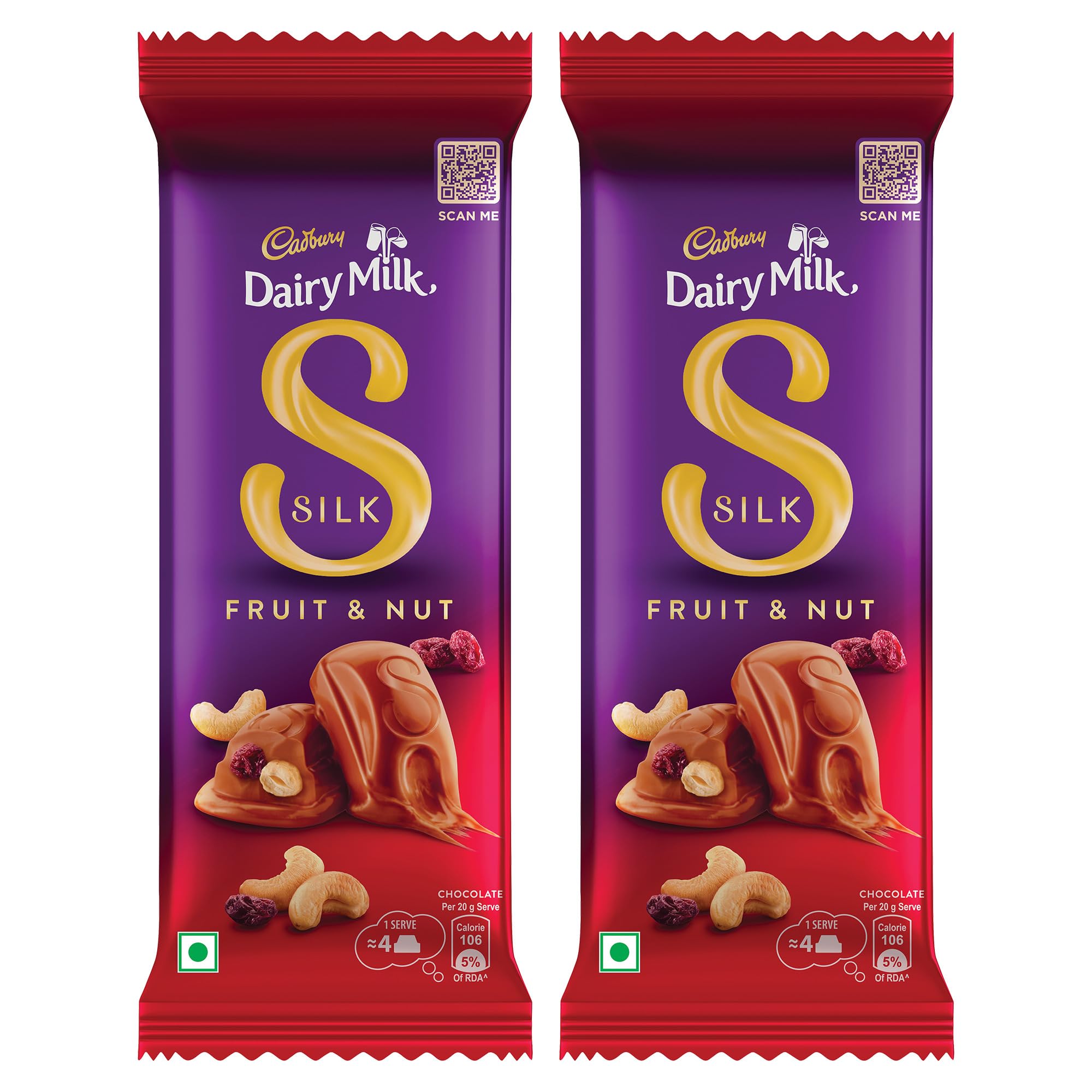 Cadbury Dairy Milk Silk Fruit and Nut Chocolate Bar, 129 g (Pack of 2)